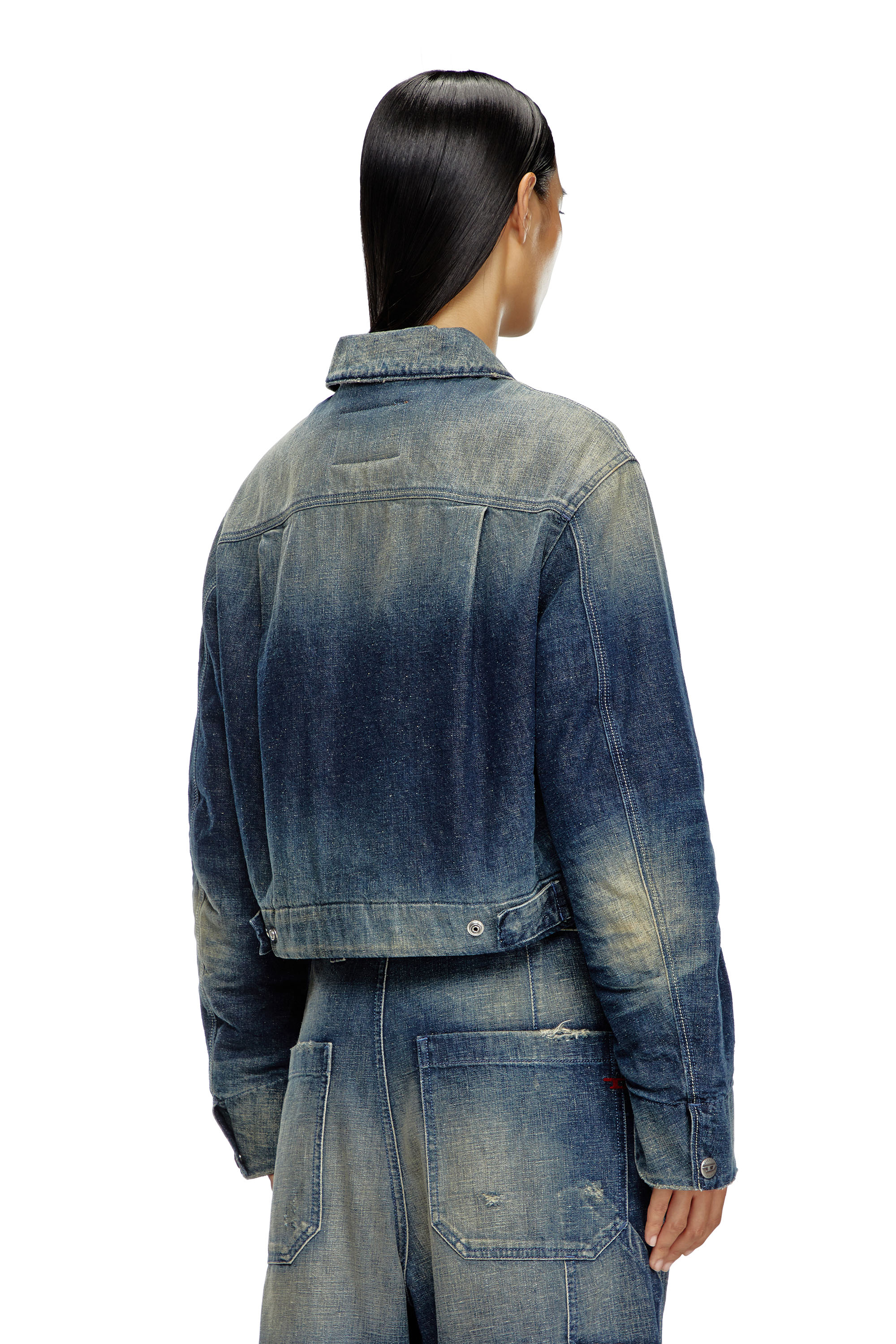 Diesel - DE-NOVA, Chaqueta acolchada en denim de estilo utility Mujer in Azul marino - 3