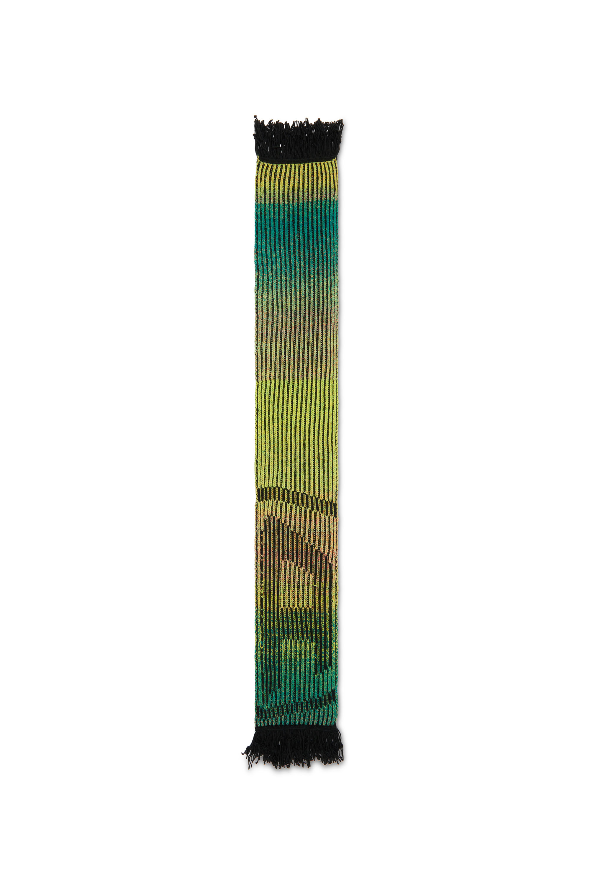 Diesel - K-SHADY, Unisex's Ribbed scarf with dégradé neon stripes in Green/Black - 3