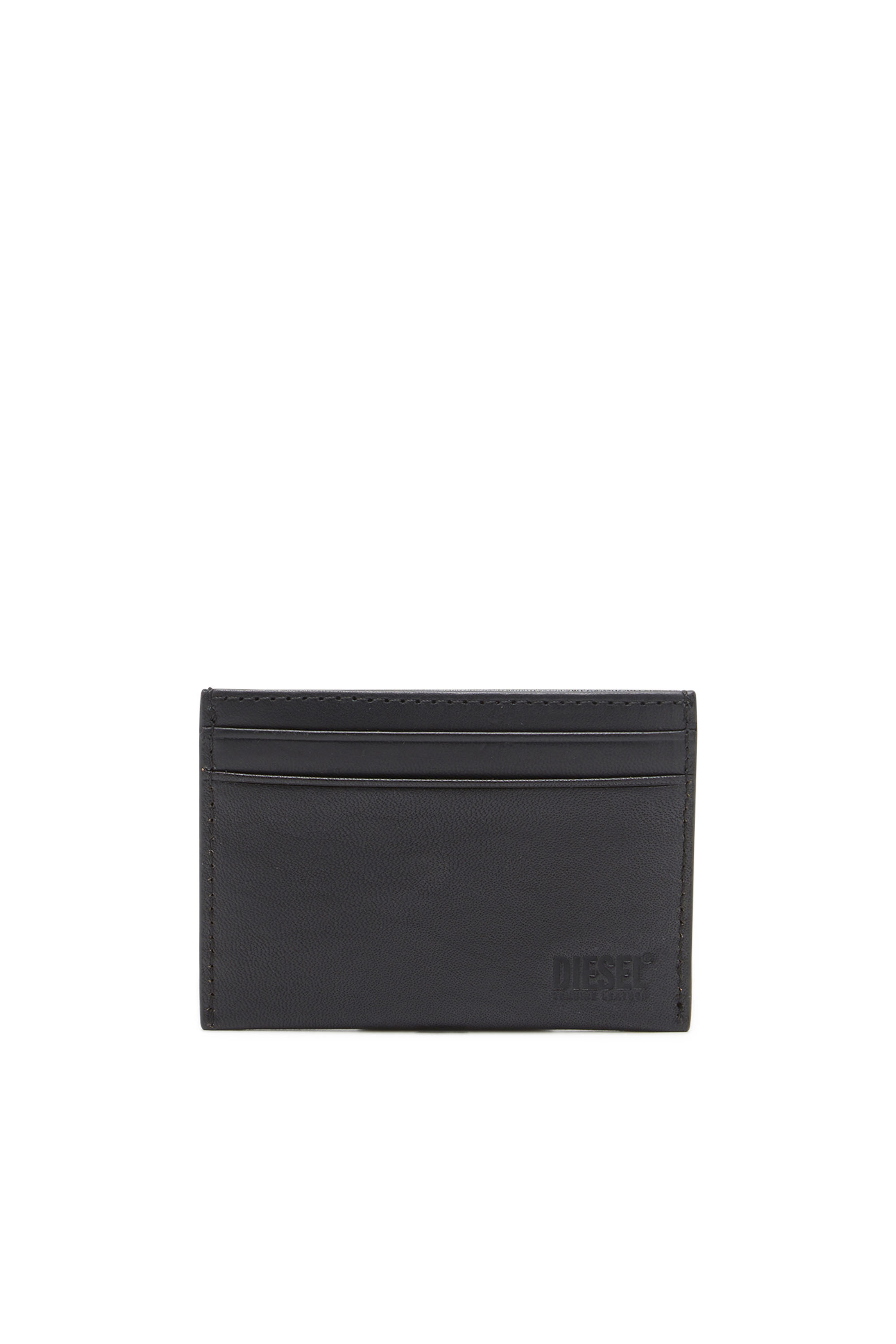 Diesel - DSL 3D EASY CARD HOLDER, Cartera de cuero con cremallera y logotipo en relieve Hombre in Negro - 2