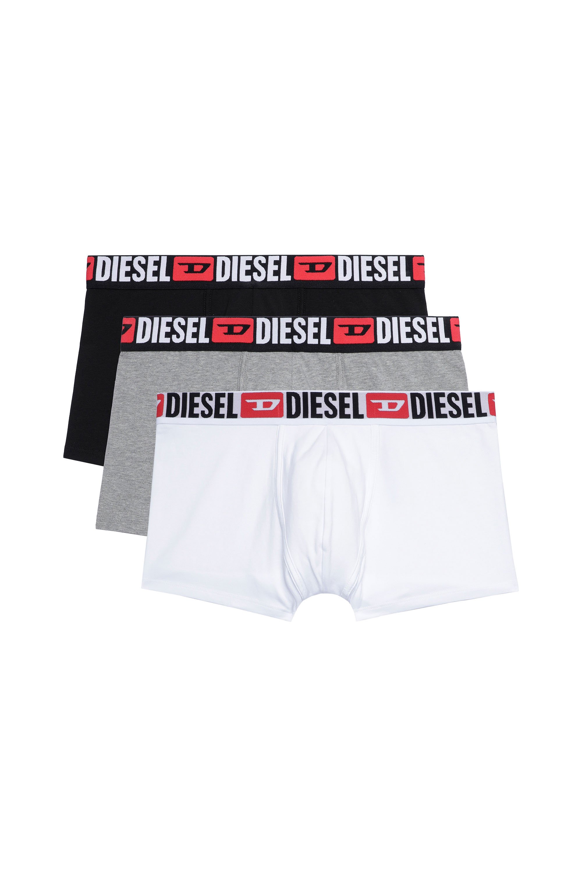 Diesel - UMBX-DAMIENTHREEPACK, Man's Three-pack of all-over logo waist boxers in White/Grey - 1