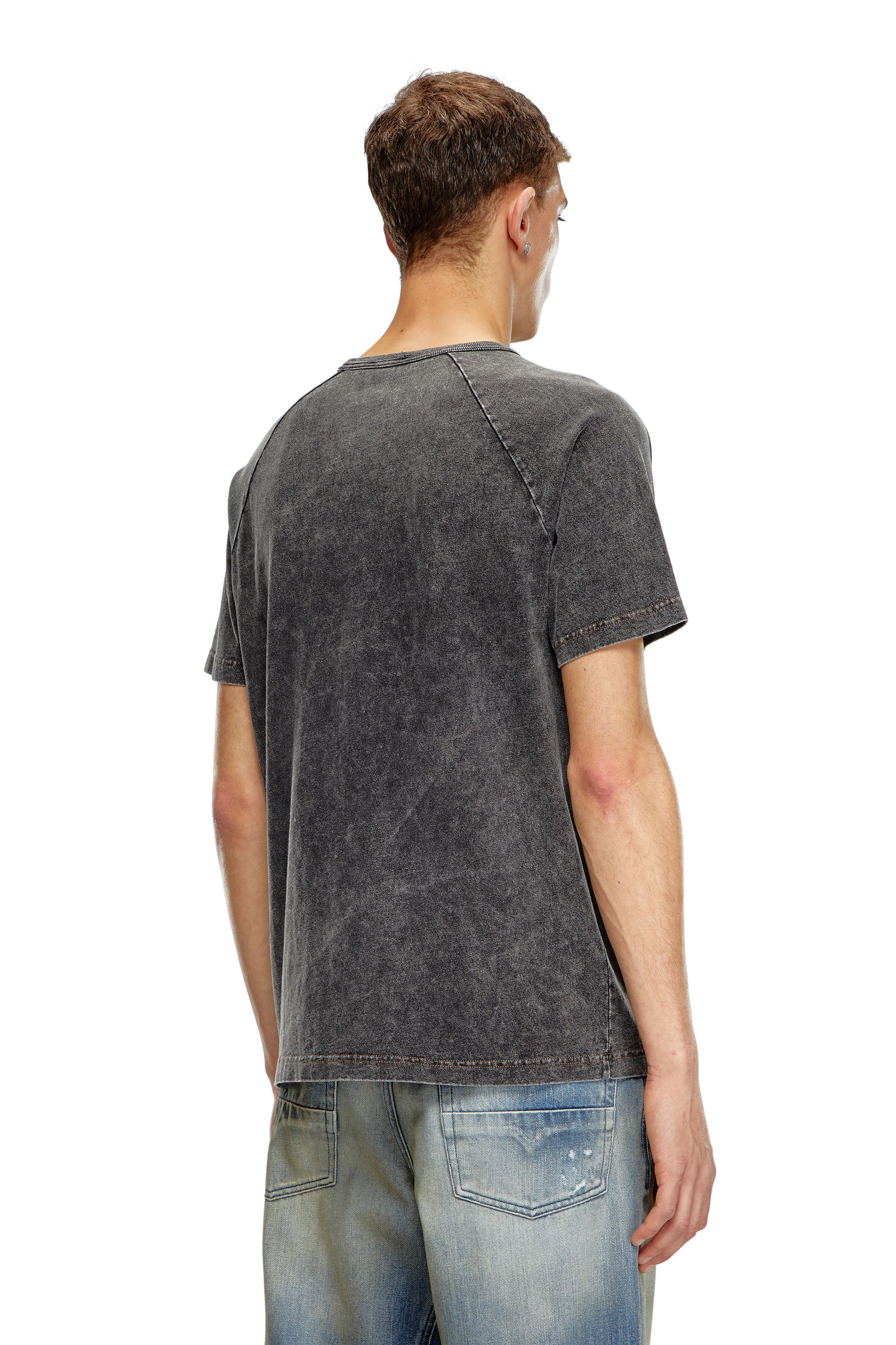 Diesel - T-RADJUST-Q1, Man's Marble-effect T-shirt with glossy band in Black - 2