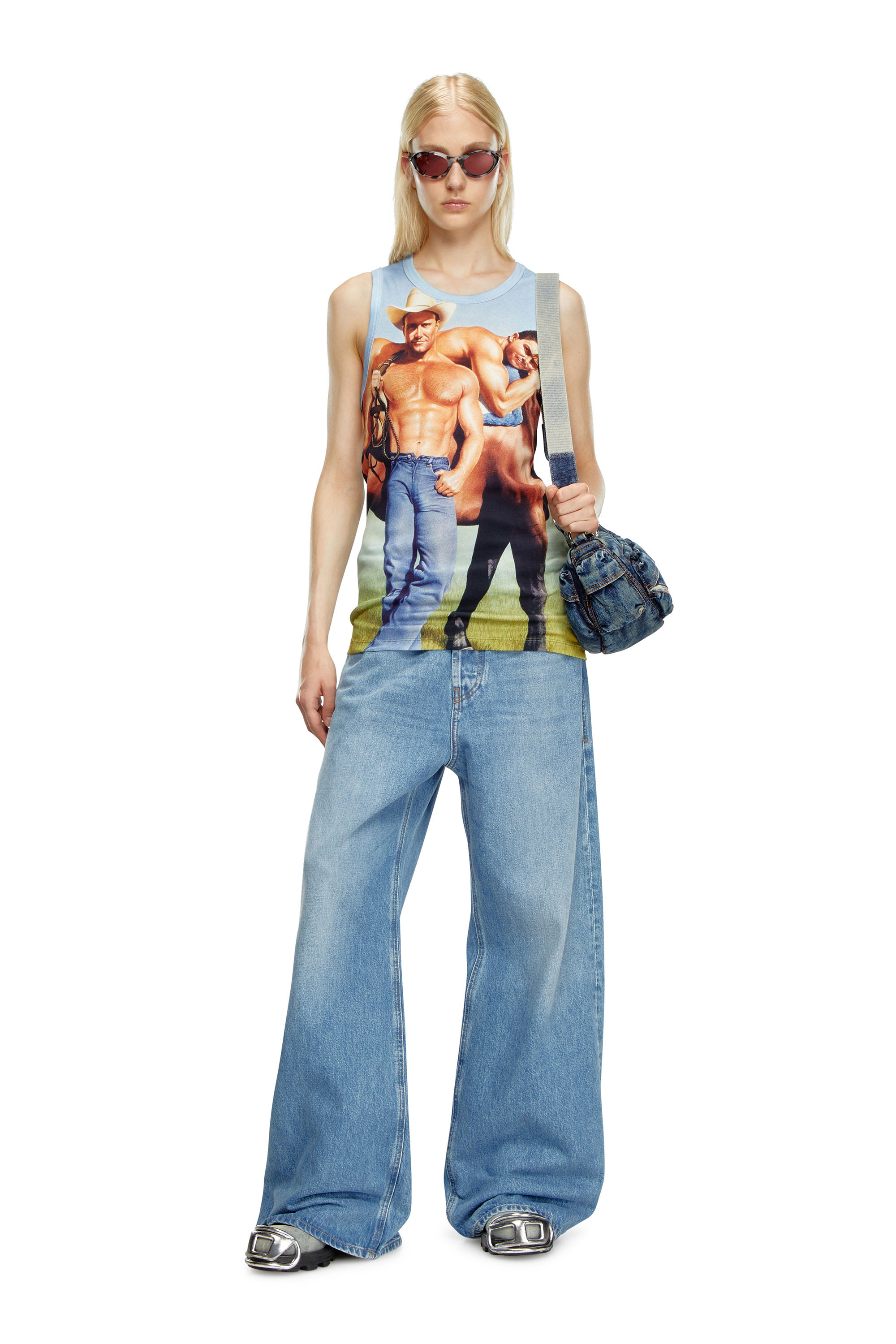 Diesel - PR-T-LIFTY-TANK, Unisex's Sleeveless T-shirt with all-over print in Blue - 5