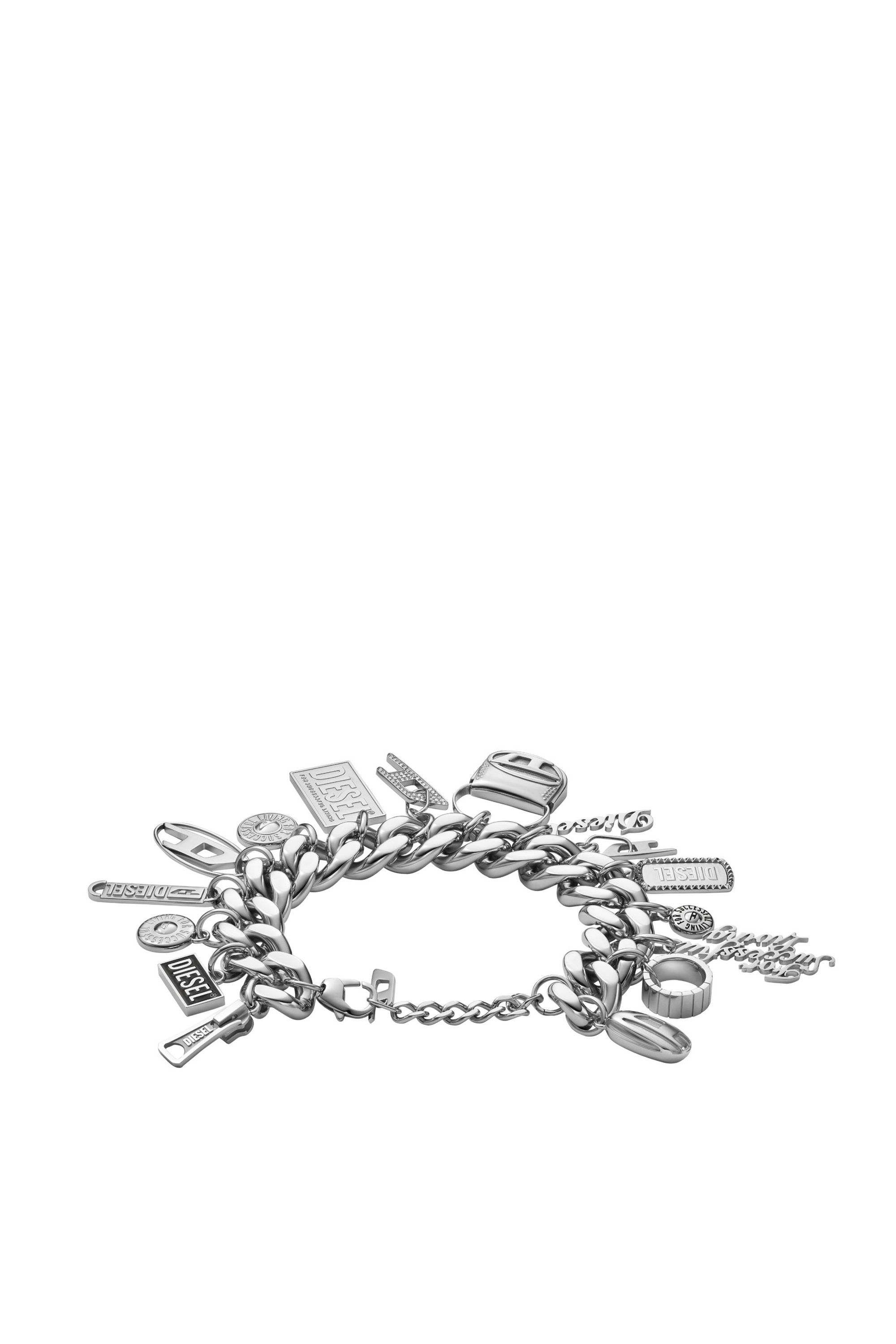 Diesel - DX1523 JEWEL, Unisex's Stainless steel charm chain bracelet in Silver - 2