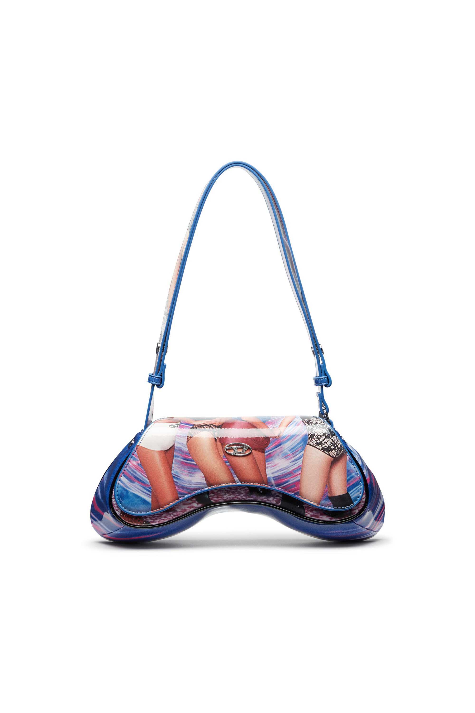 Diesel - PLAY CROSSBODY, Play-Bolso de hombro de poliuretano con estampado de póster Mujer in Azul marino - 1