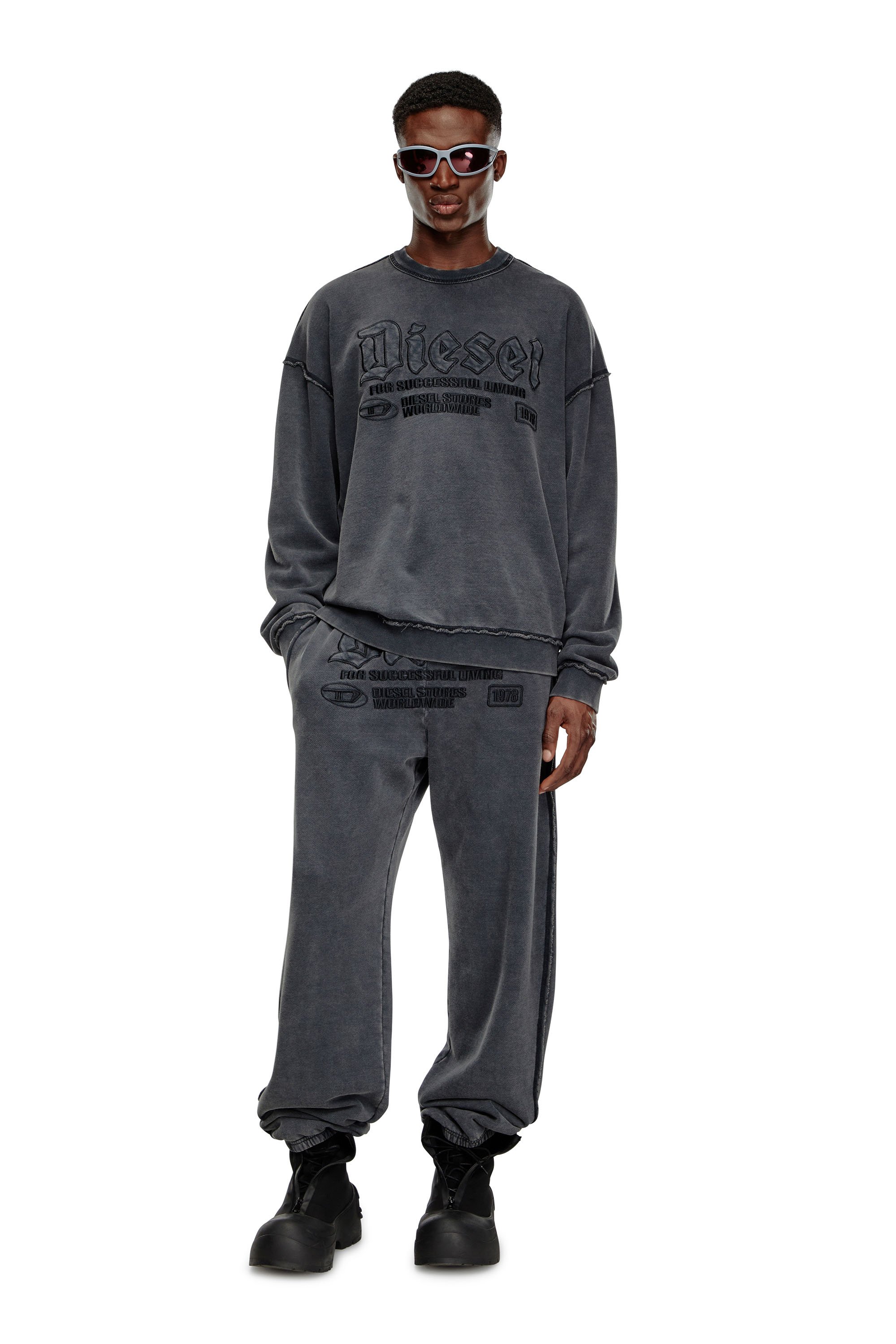 Diesel - P-MARKY-RAW, Man's Track pants with embroidered logos in Black - 2