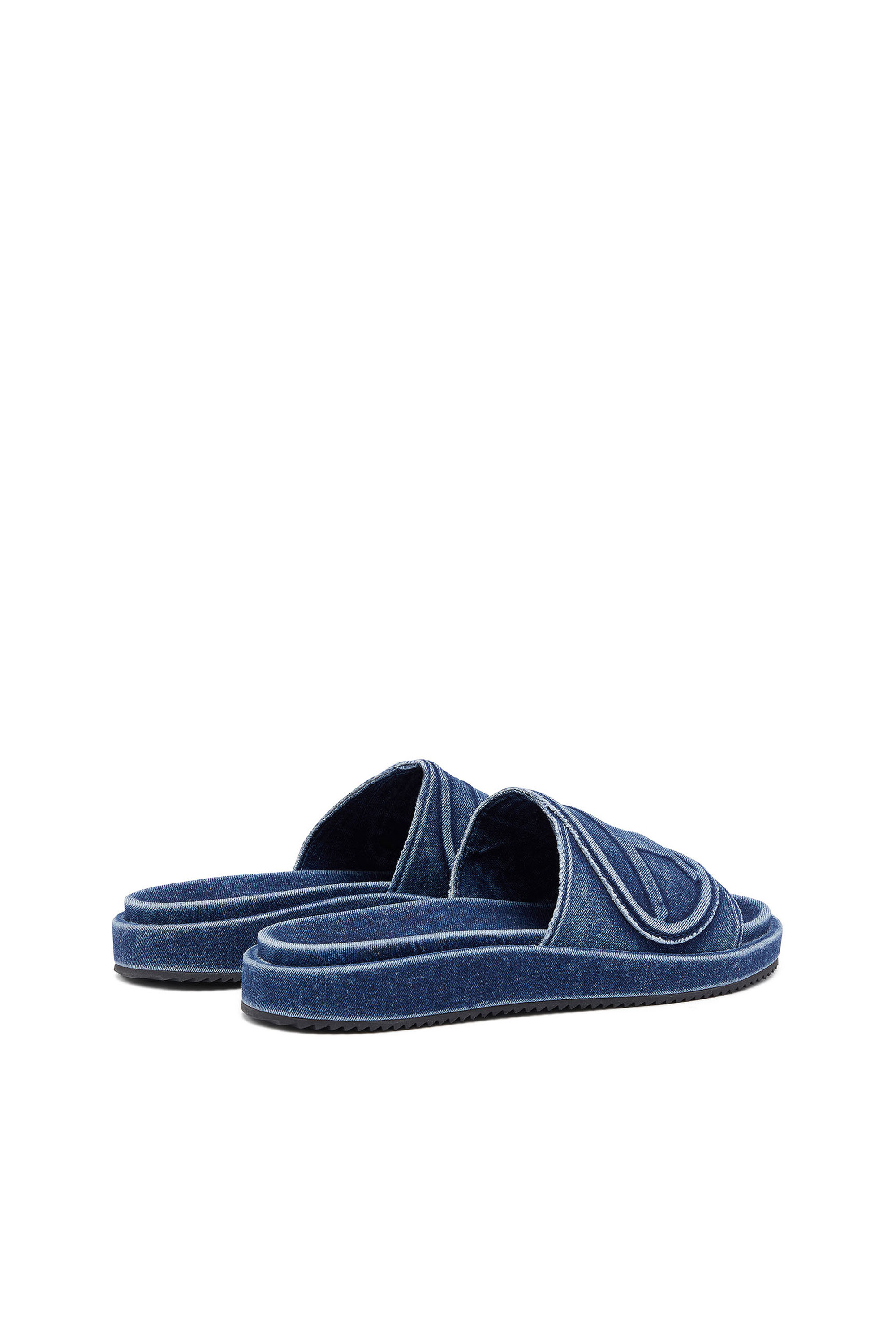 Diesel - SA-SLIDE D OVAL, Unisex's Sa-Slide D-Denim slides with embossed strap in Blue - 3