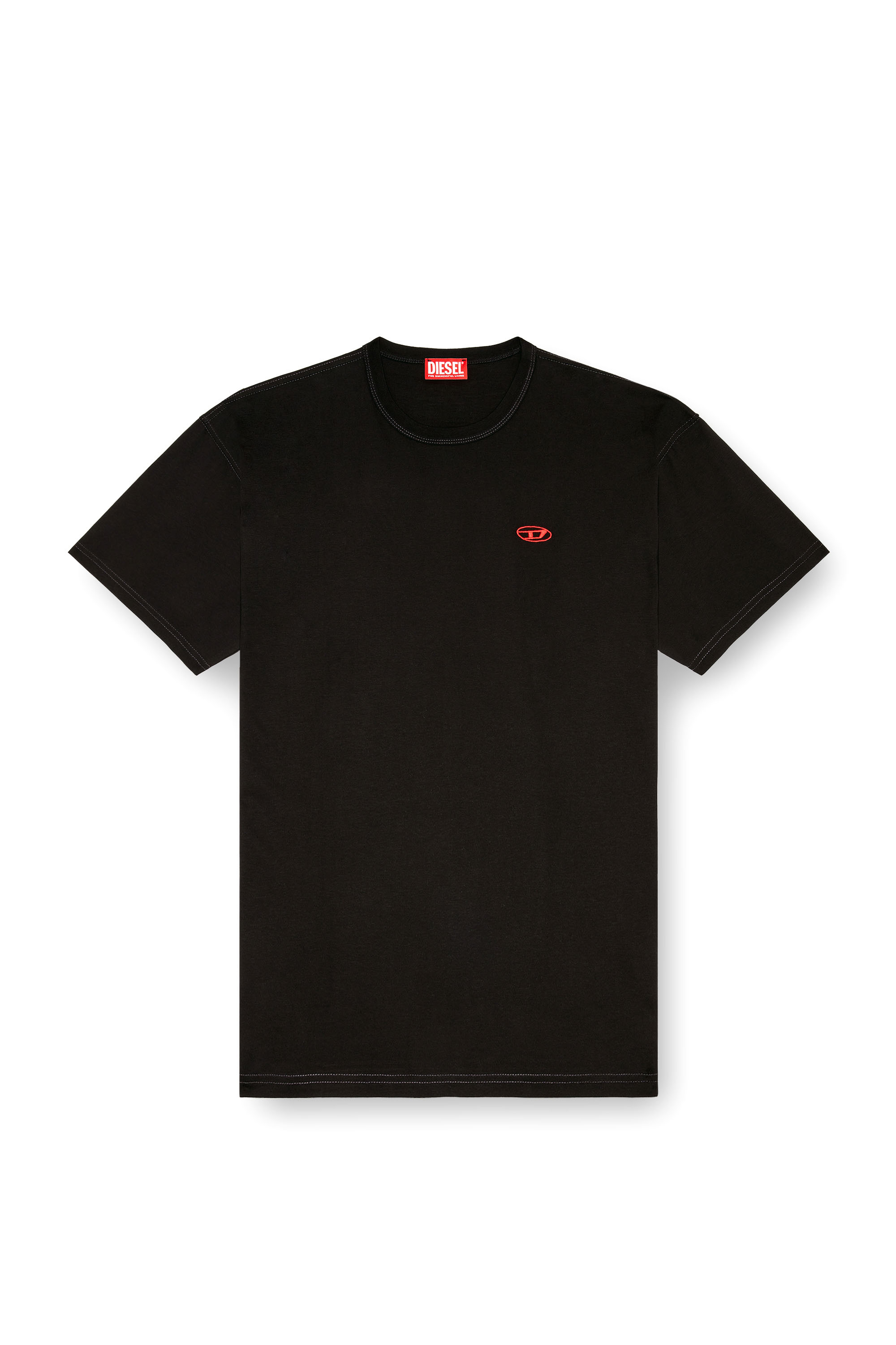 Diesel - T-BOXT-K18, Man's T-shirt with Oval D print and embroidery in Black - 4