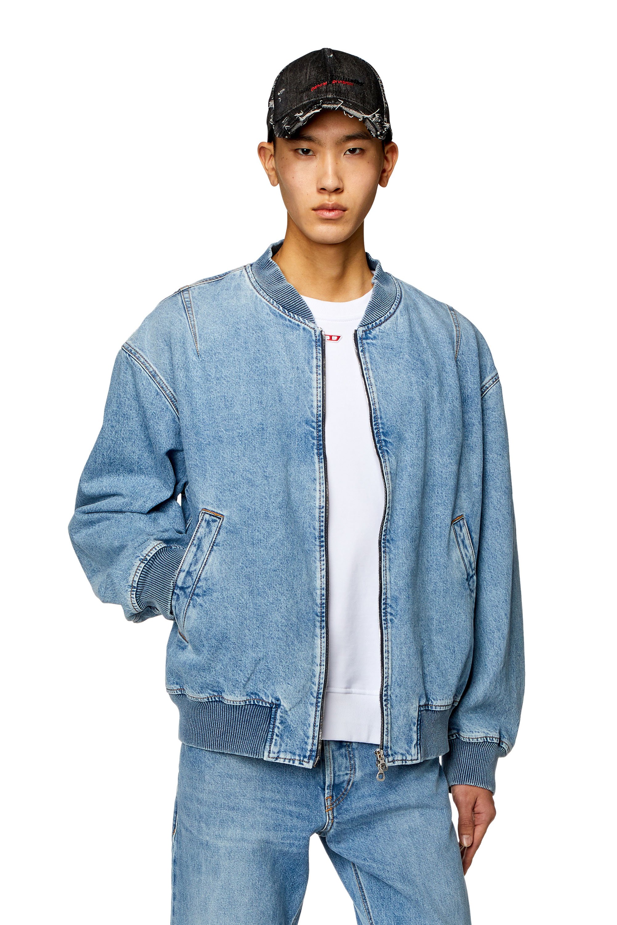 Diesel - D-VINZ, Chaqueta bomber en denim Hombre in Azul marino - 1