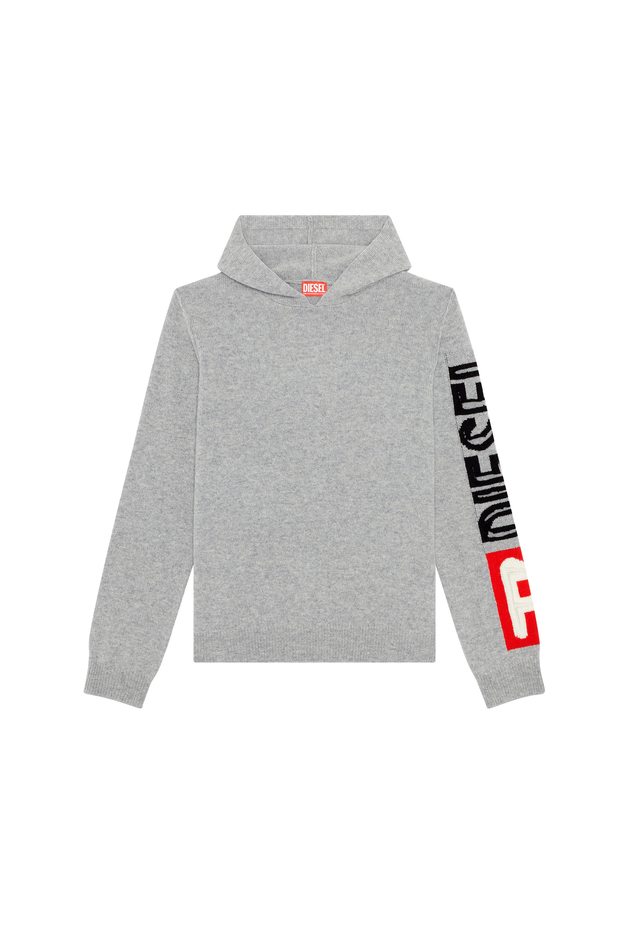 Diesel - K-TELENDO, Man's Wool hoodie with cut-up logo in Grey - 4