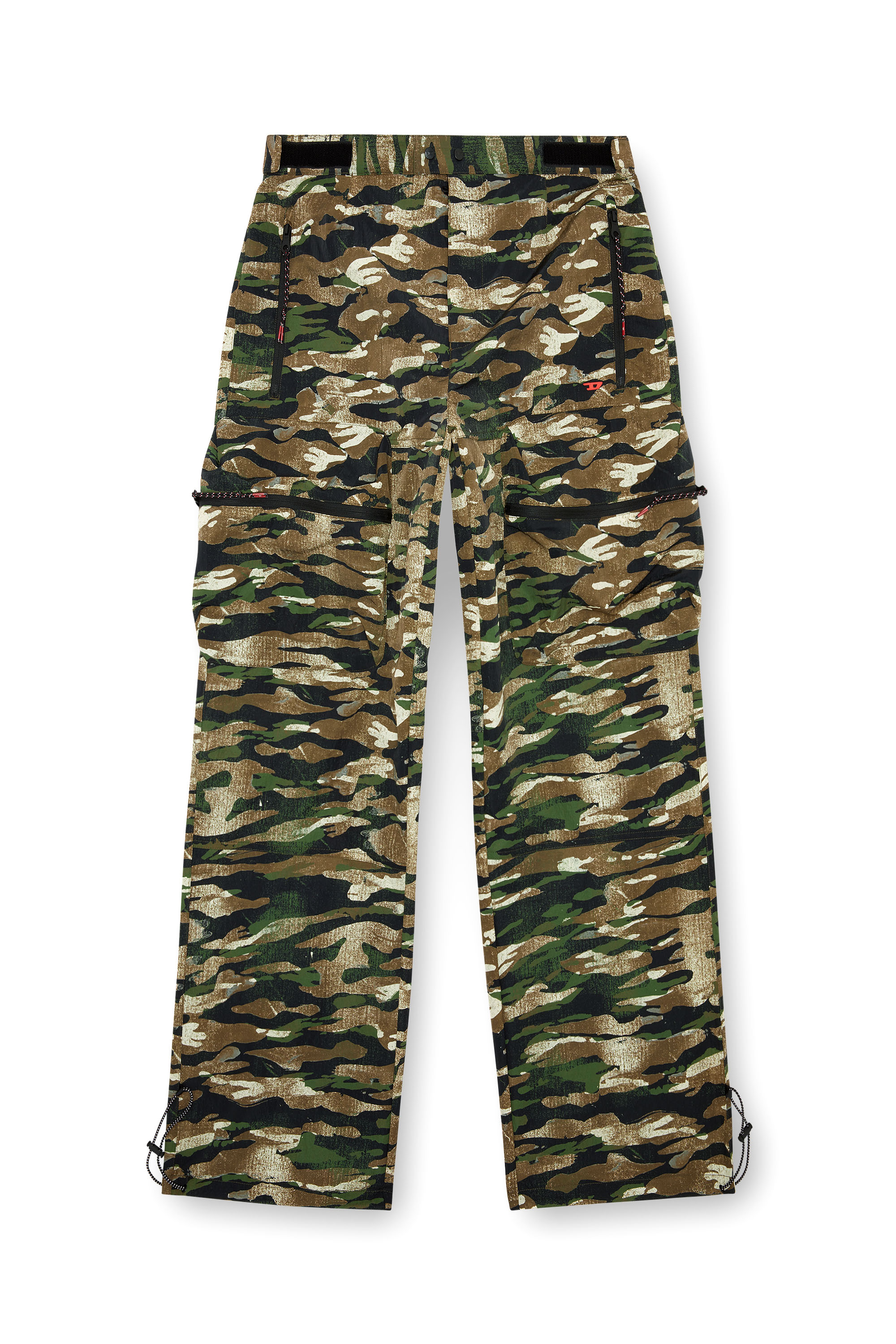 Diesel - AMSB-AMBROSE-WT23, Man's Nylon cargo pants with worn camo print in Brown/Green - 5