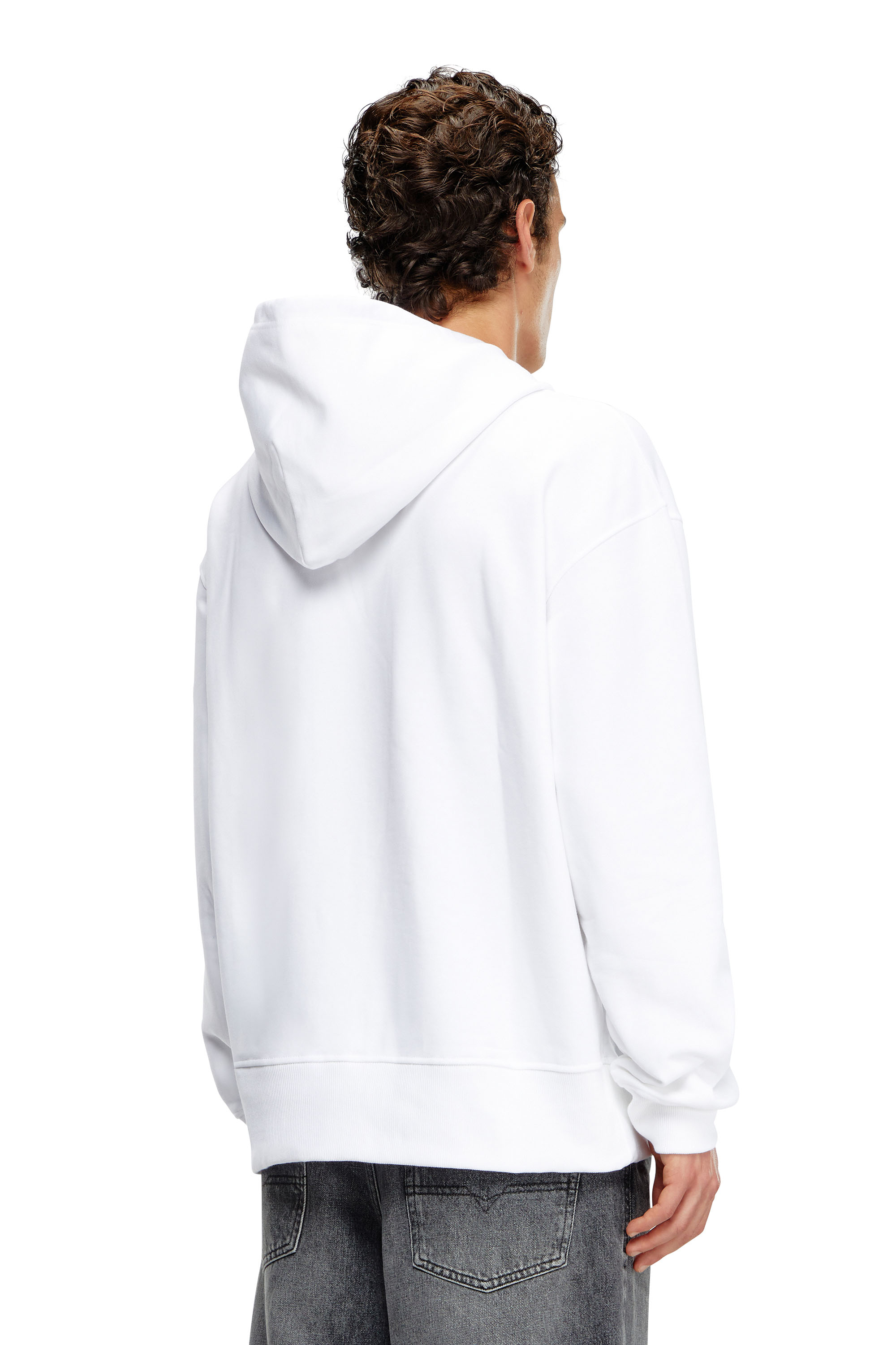 Diesel - S-MACS-HOOD-OD, Sudadera con capucha extragrande con logotipo metálico Hombre in Blanco - 3