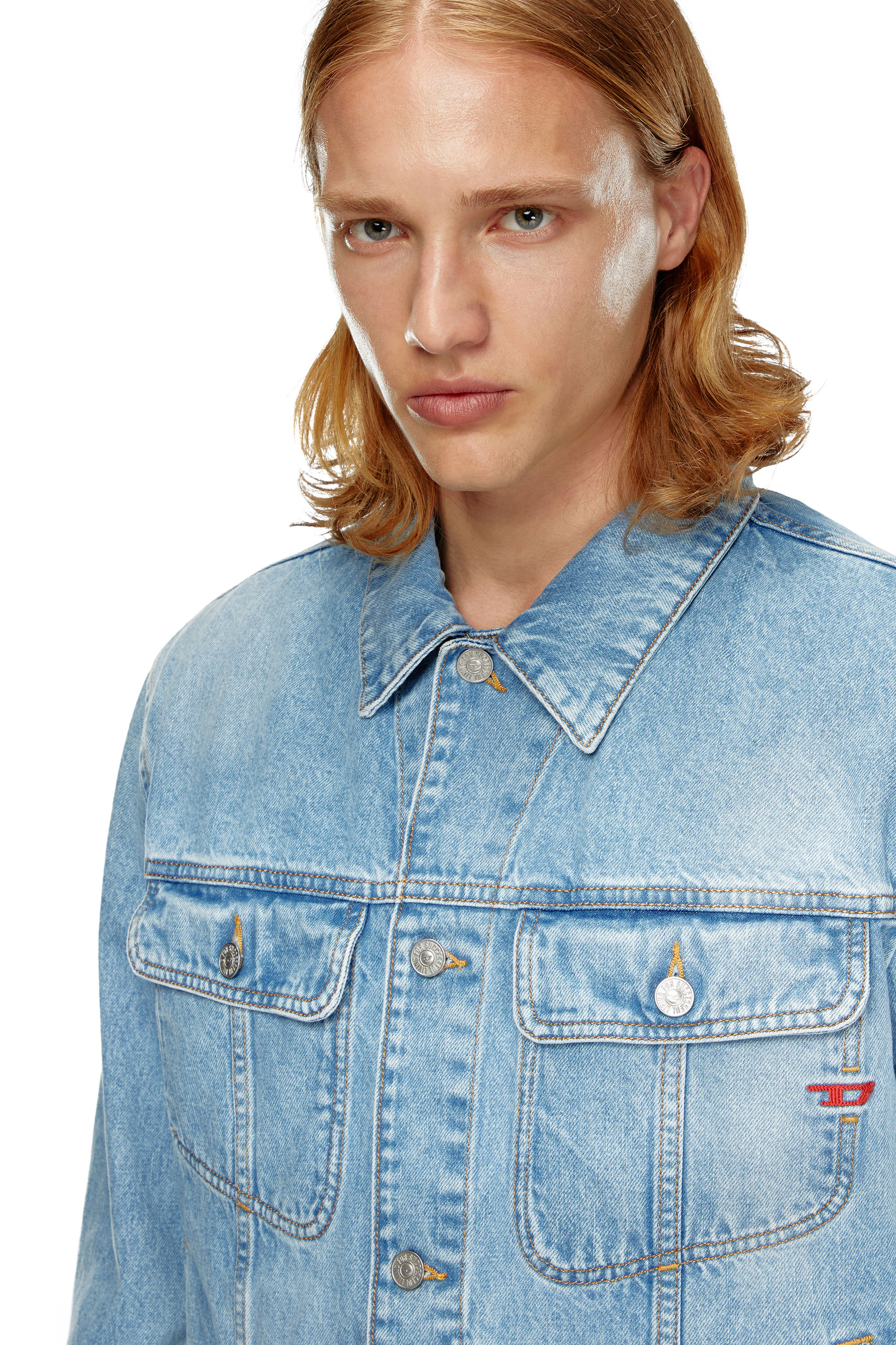 Diesel - D-BARCY, Man's Regular-fit trucker jacket in Light Blue - 4