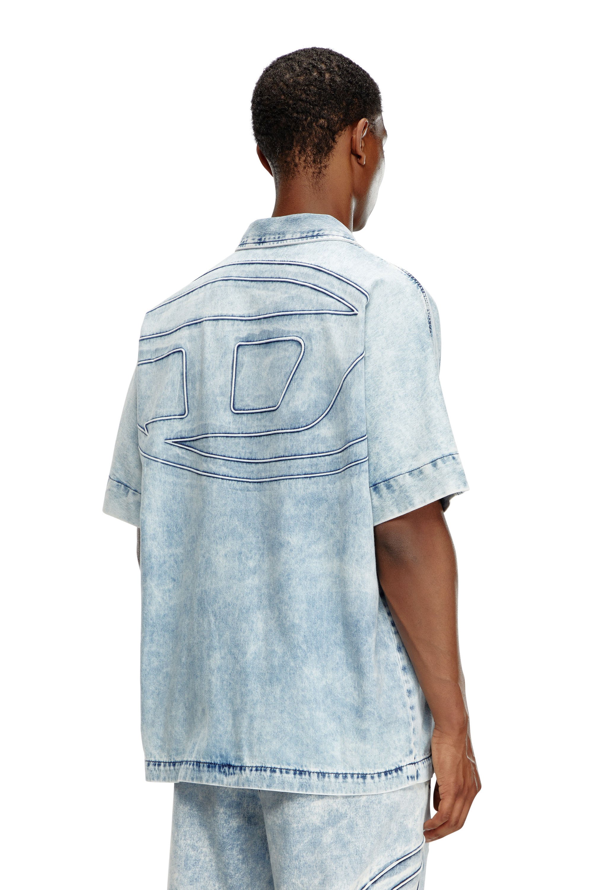 Diesel - D-NABIL-S, Camisa de bolos en denim con Oval D Hombre in Azul marino - 1