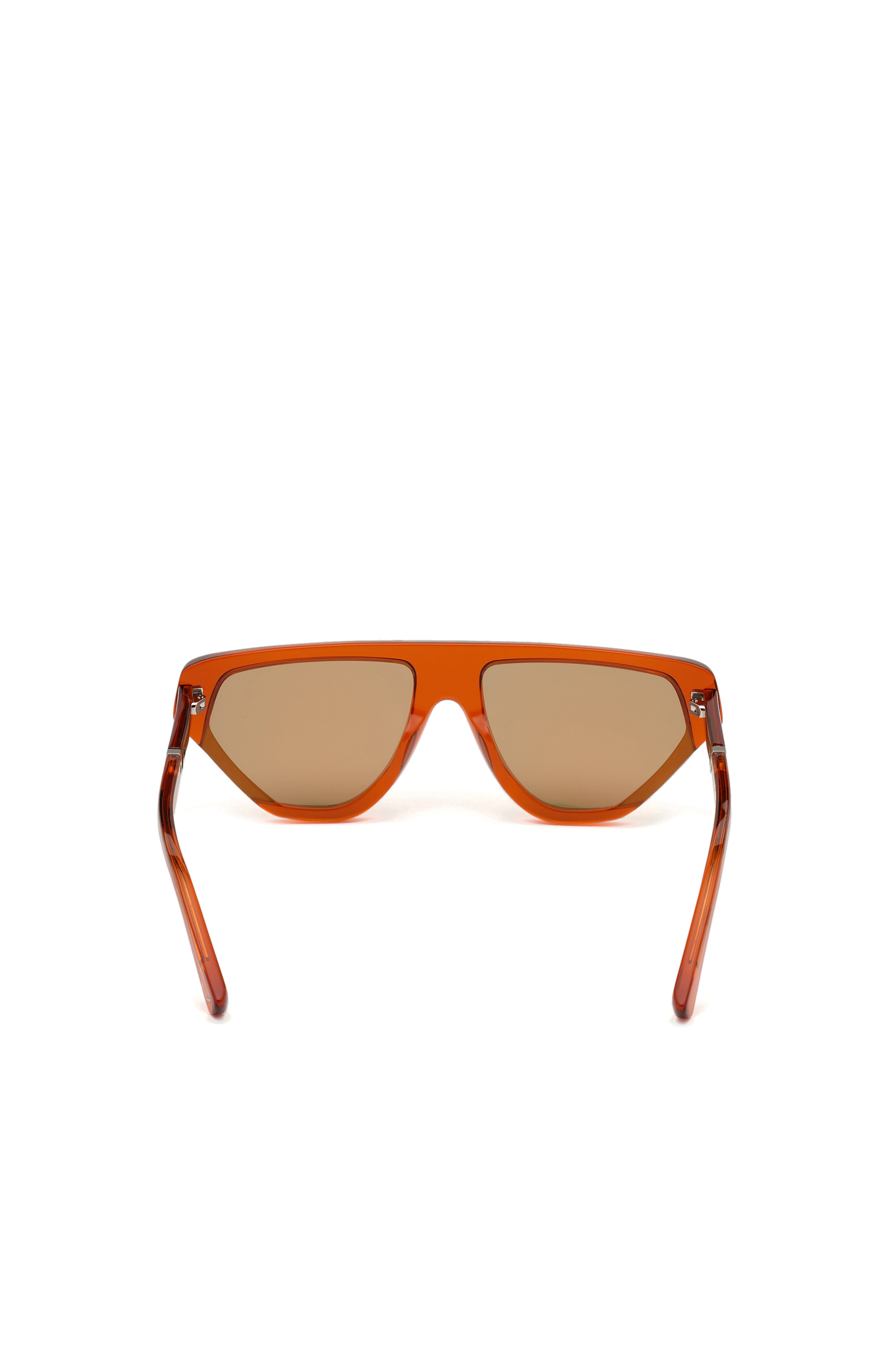 Diesel - DL0322, Unisex's Geometric pilot wrap around frame in acetate with extended lenses in Orange - 4