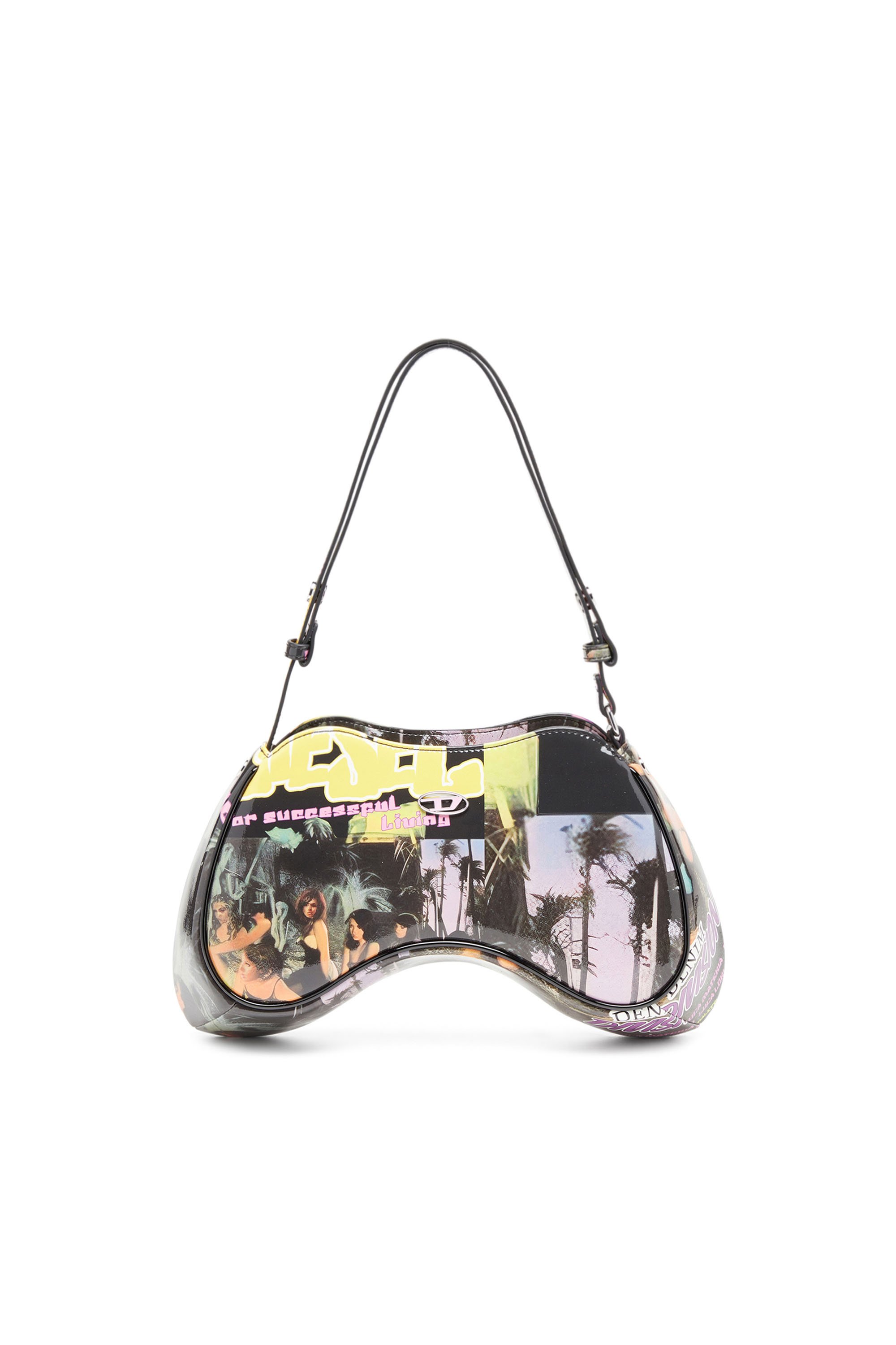 Diesel - PLAY SHOULDER, Woman's Play-Shoulder bag in printed glossy PU in Multicolor - 1