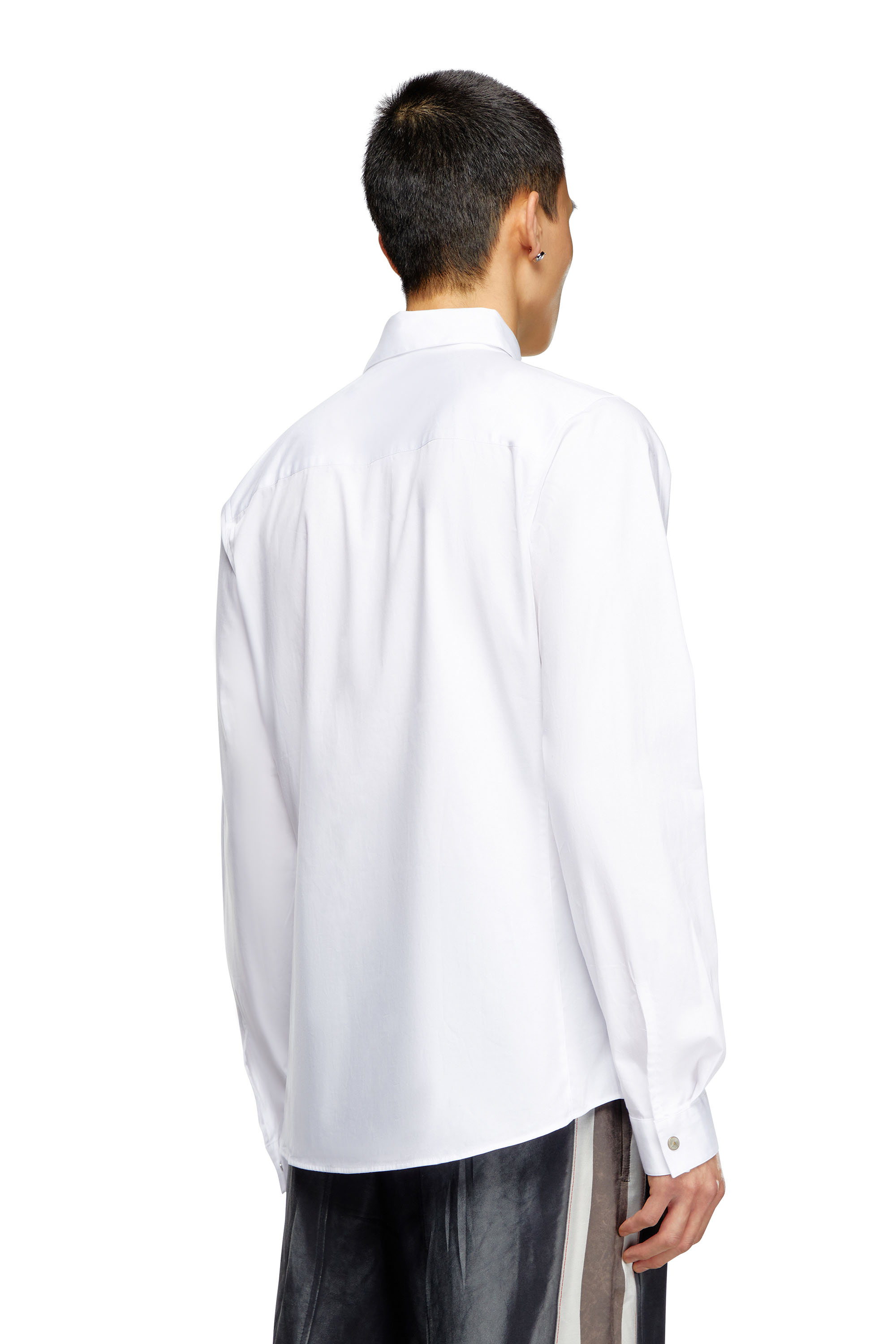 Diesel - S-FITTY-A, Man's Formal shirt with logo-embroidered collar in White - 3