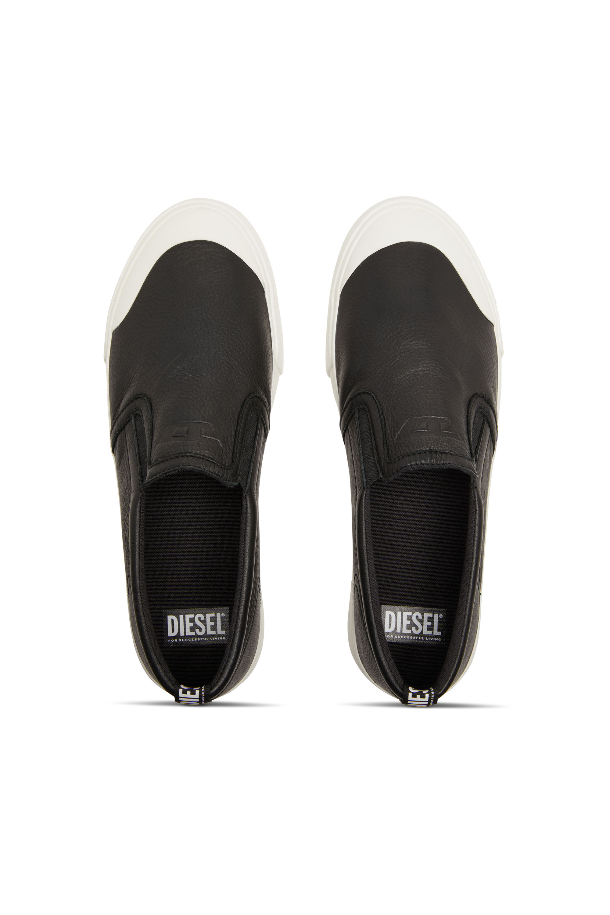 Diesel - S-ATHOS SLIP ON, S-Athos-Deportivas sin cordones de cuero liso Hombre in Negro - 5