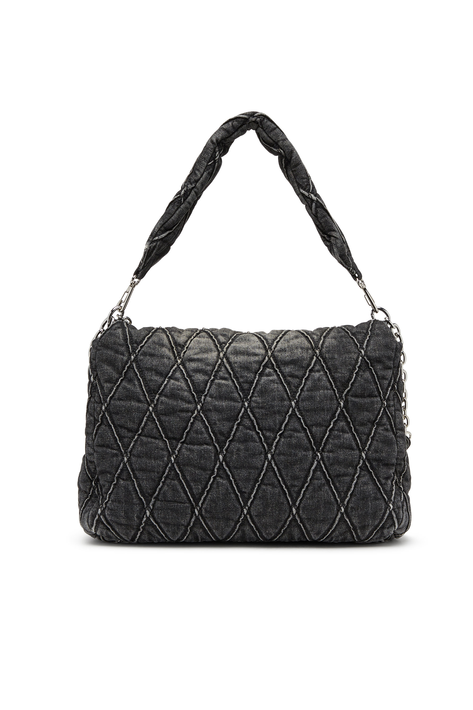 Diesel - CHARM-D SHOULDER L, Woman's Charm-D L-Large shoulder bag in quilted denim in Black - 2