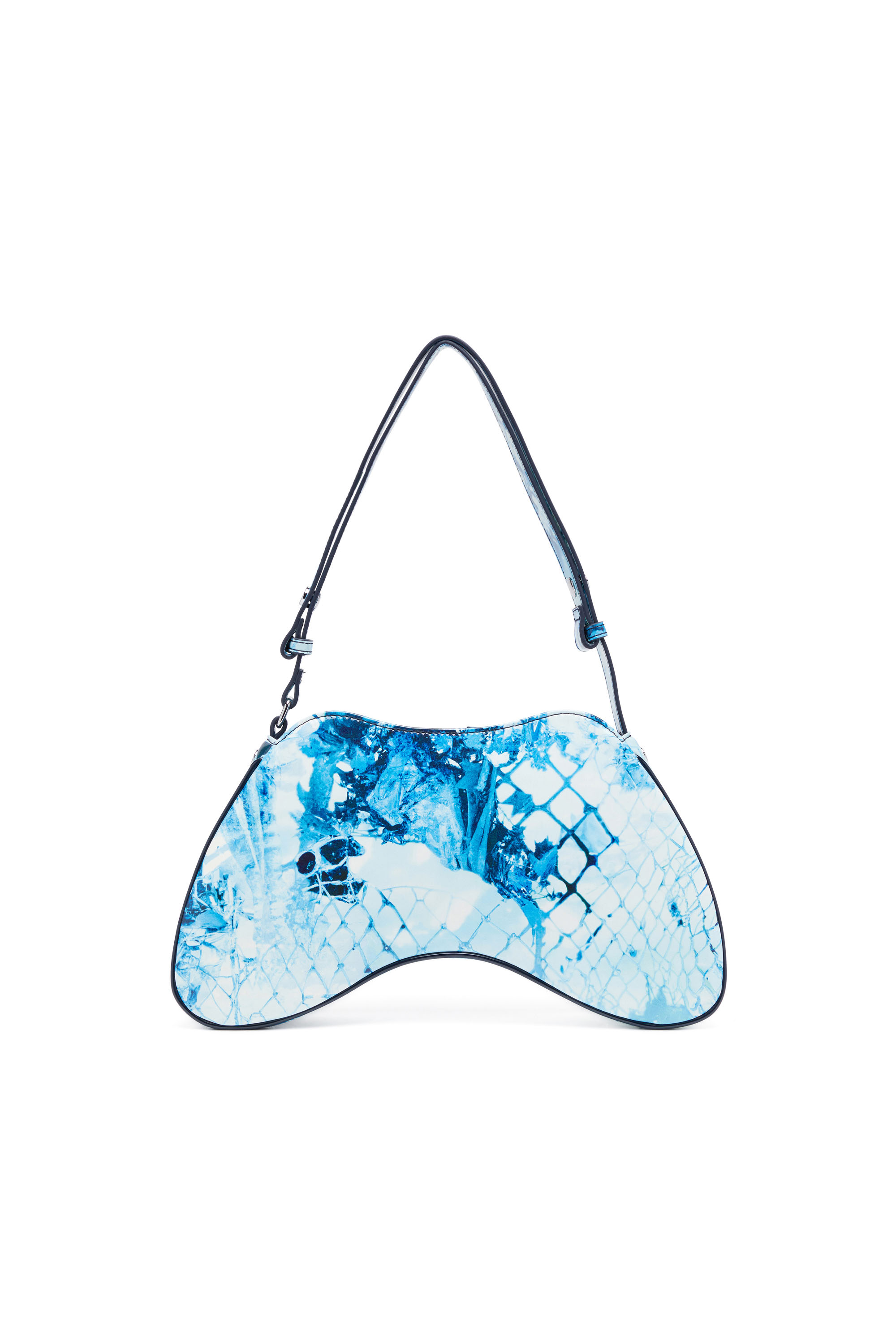 Diesel - PLAY SHOULDER, Woman's Play-Shoulder bag in printed glossy PU in Azure - 2