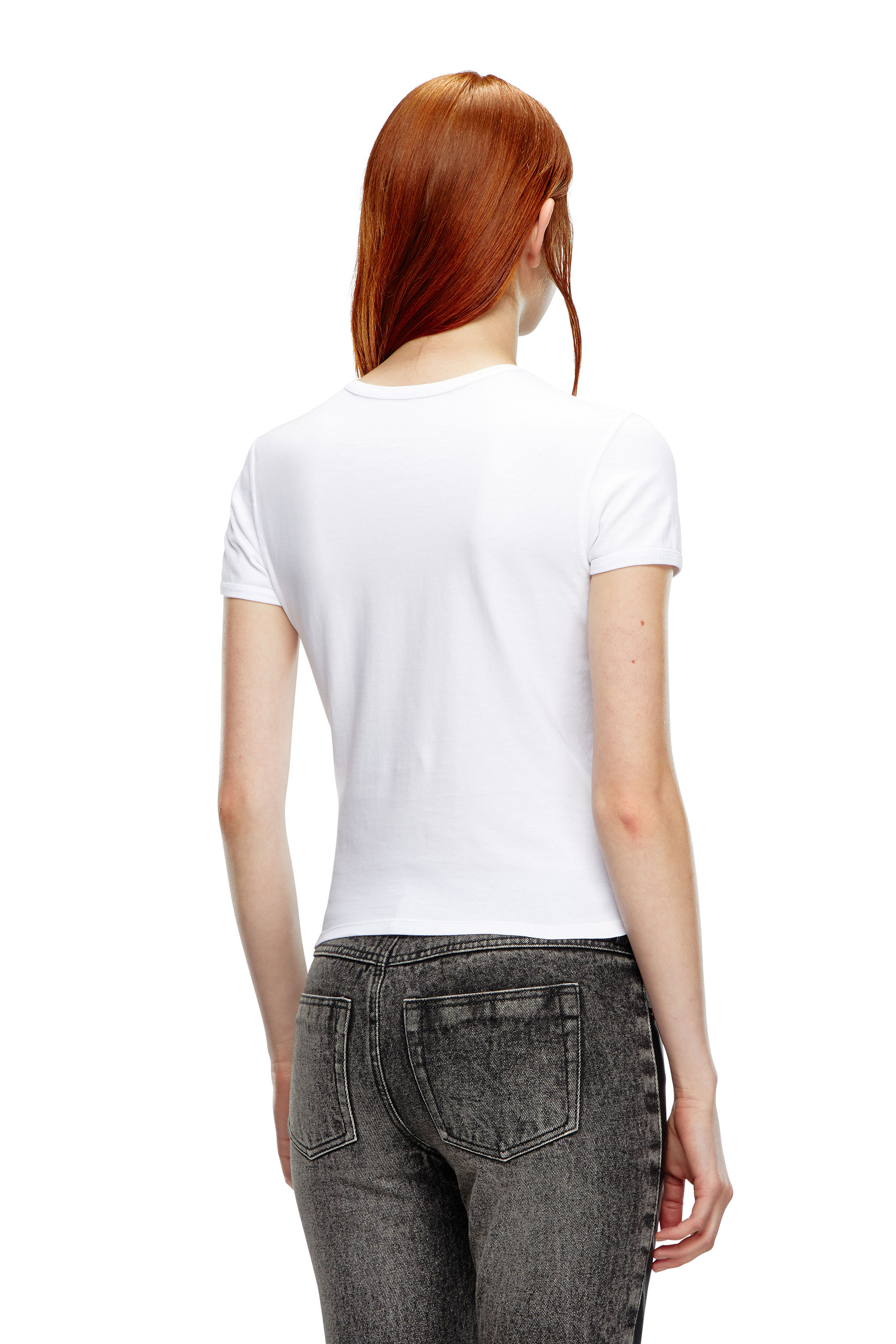 Diesel - T-UNCUTIE-LONG-OD, Woman's T-shirt with injection-moulded Oval D in White - 3