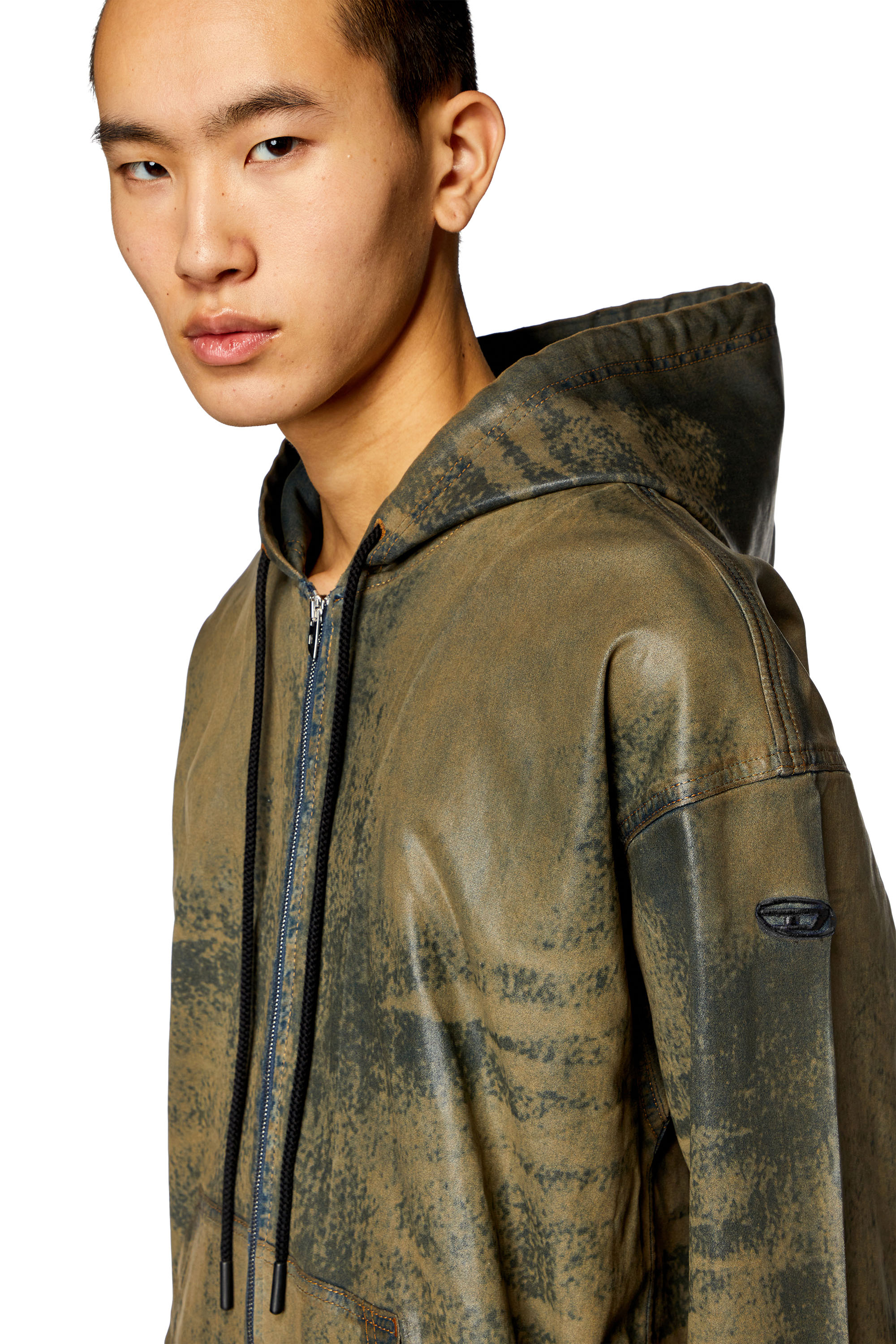 Diesel - CL-D-GIR-S TRACK, Unisex's Zip hoodie in laser-print Track Denim in Brown - 3