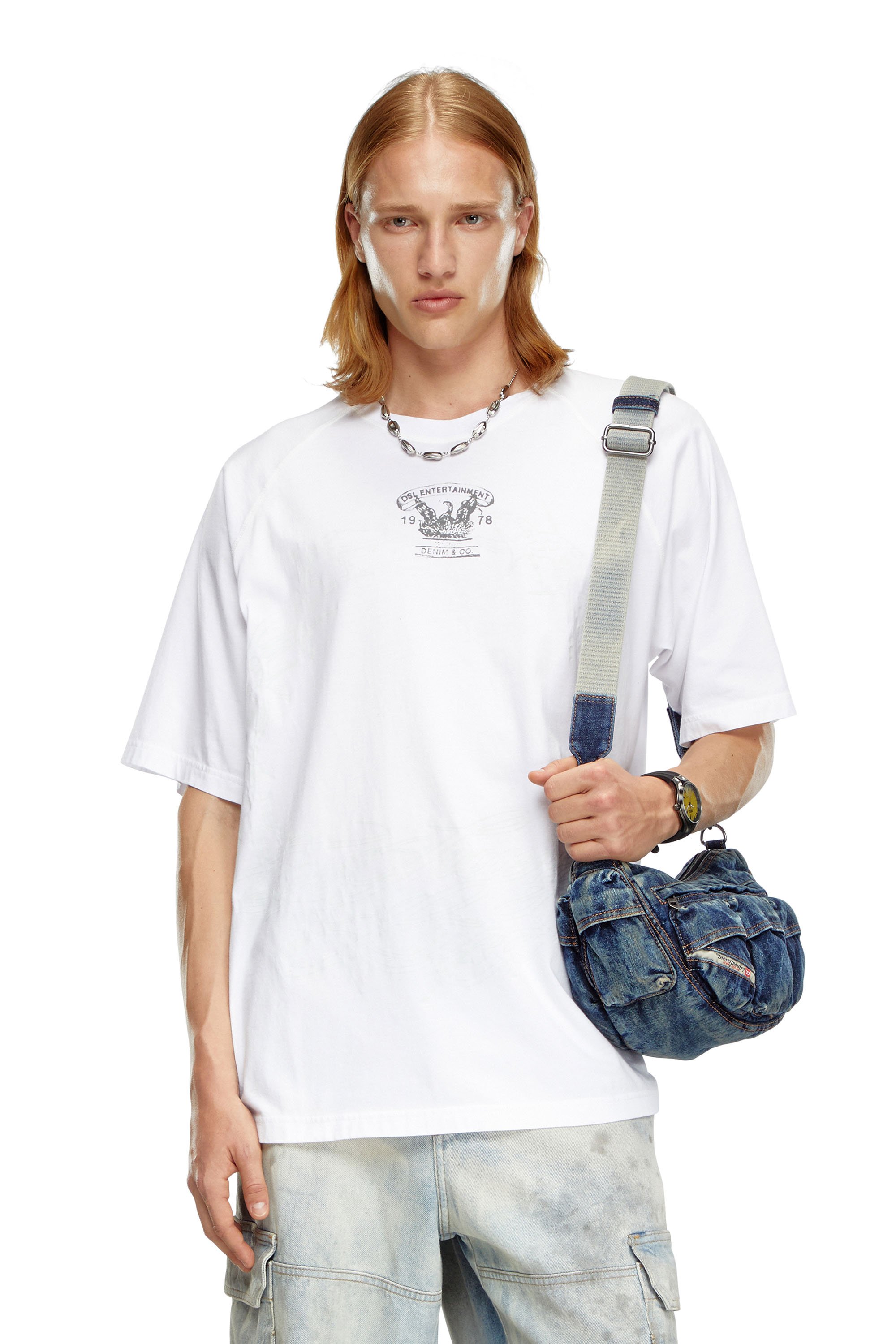 Diesel - T-ROXT-Q1, Man's T-shirt with inside-out print in White - 1