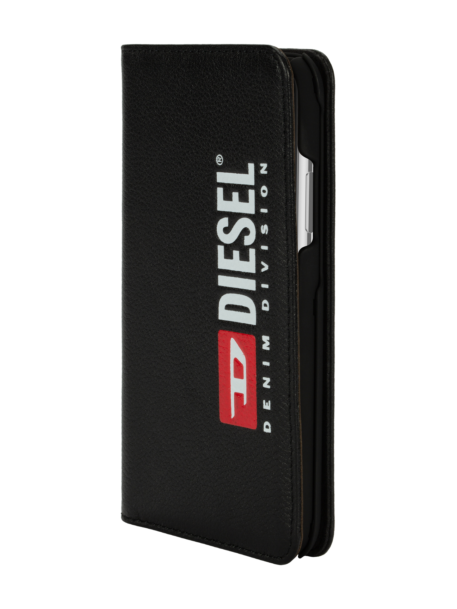 Diesel - DIESEL 2-IN-1 FOLIO CASE FOR IPHONE XS & IPHONE X, Funda de piel negra impresa y repujada, iPhone XS & X Unisex in Negro - 3