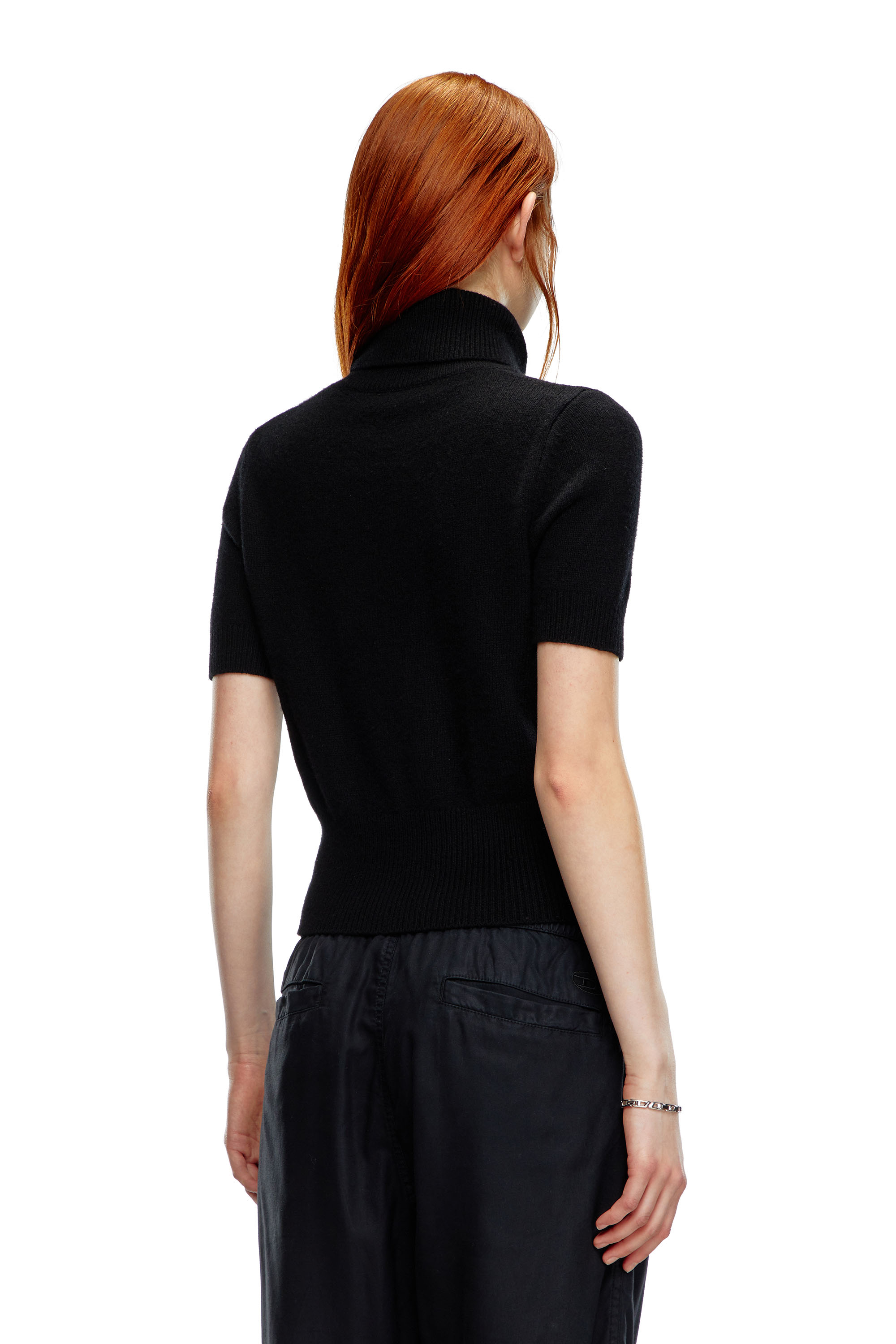 Diesel - M-ARGARET, Woman's Short-sleeve jumper with cut-out logo in Black - 3