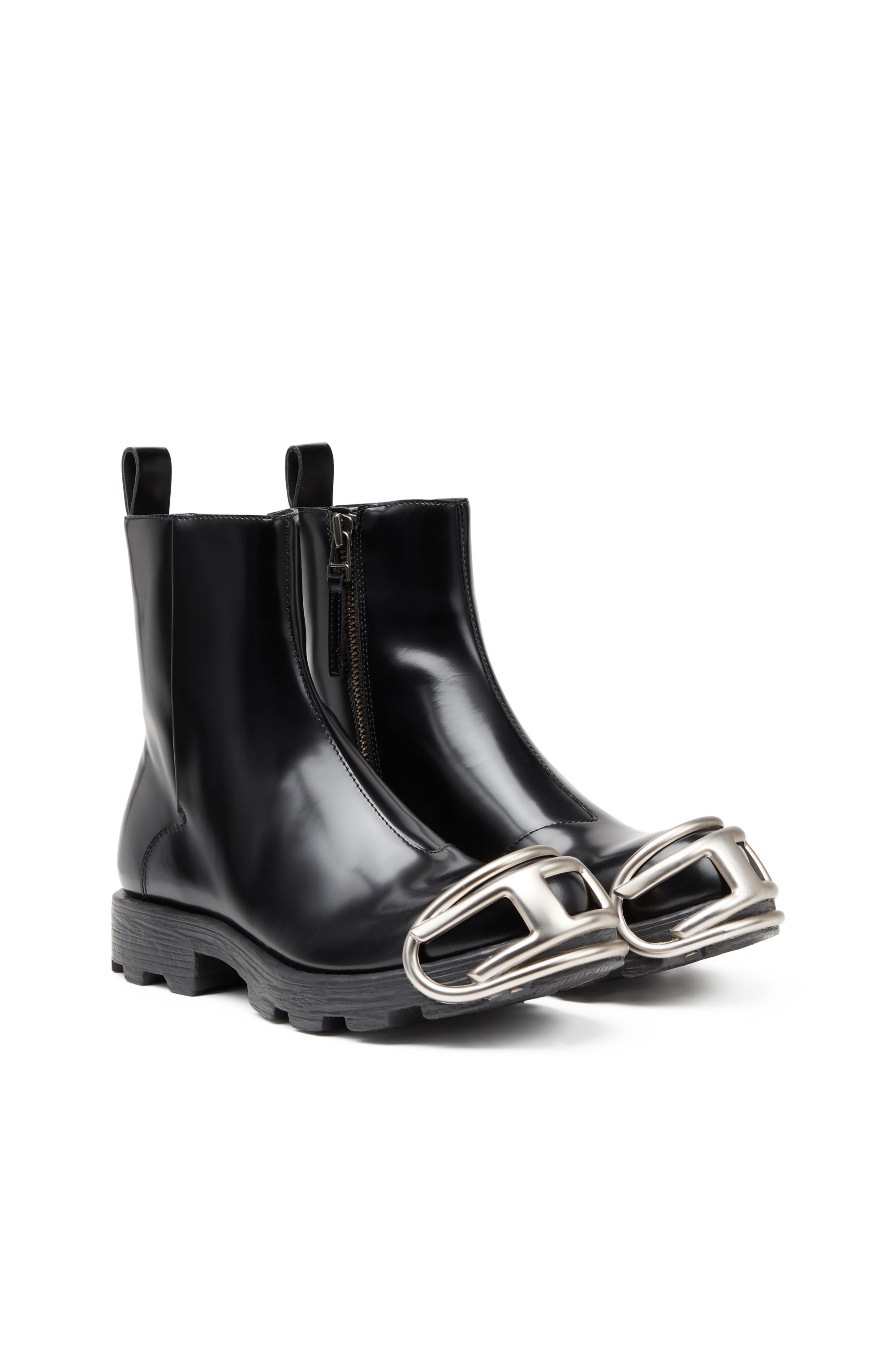 Diesel - D-HAMMER BT ZIP D, D-Hammer-Botines Chelsea de cuero con punteras Oval D Hombre in Negro - 2