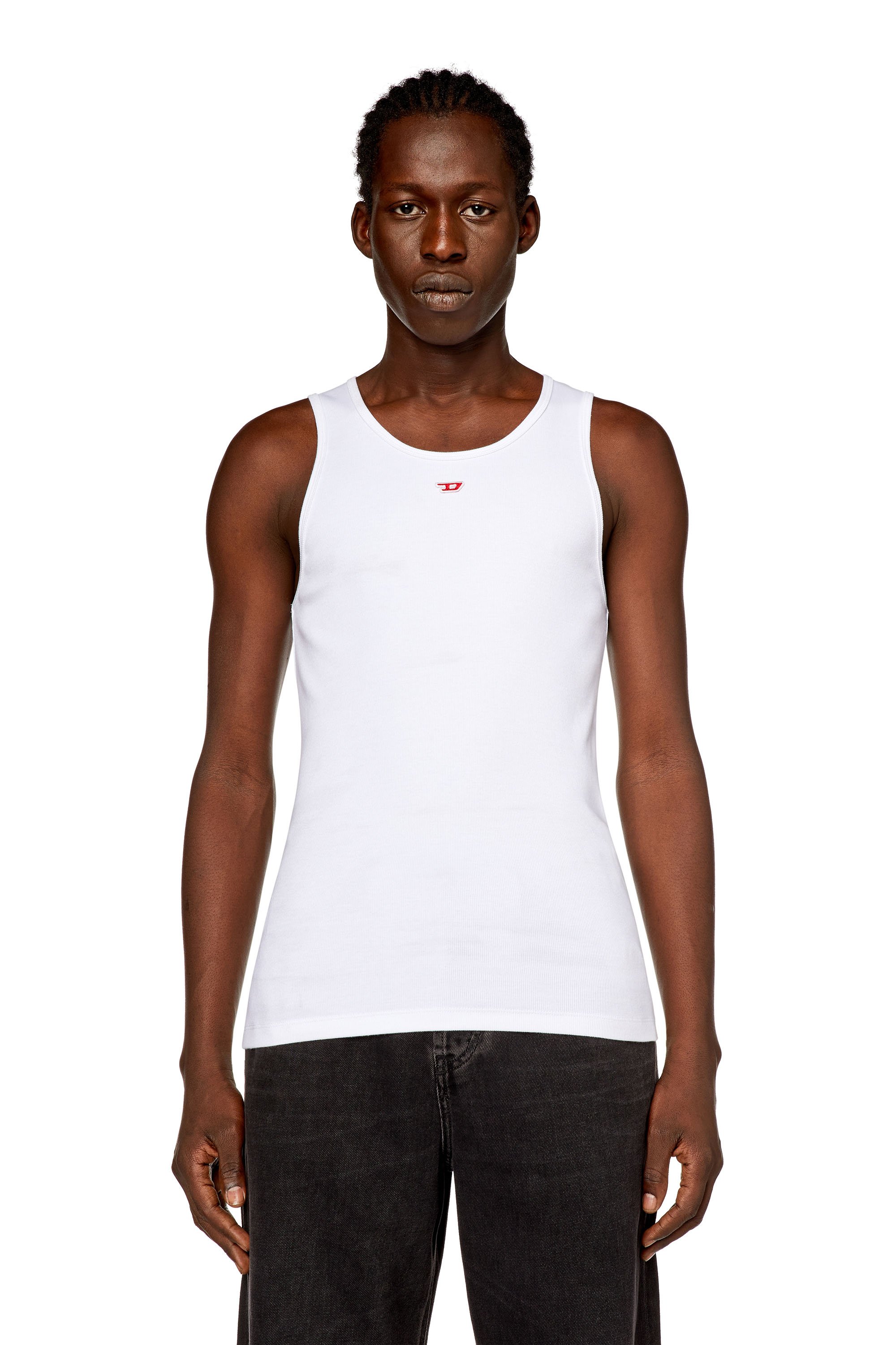 Diesel - T-LIFTY-D, Man's Tank top with mini D logo patch in White - 4