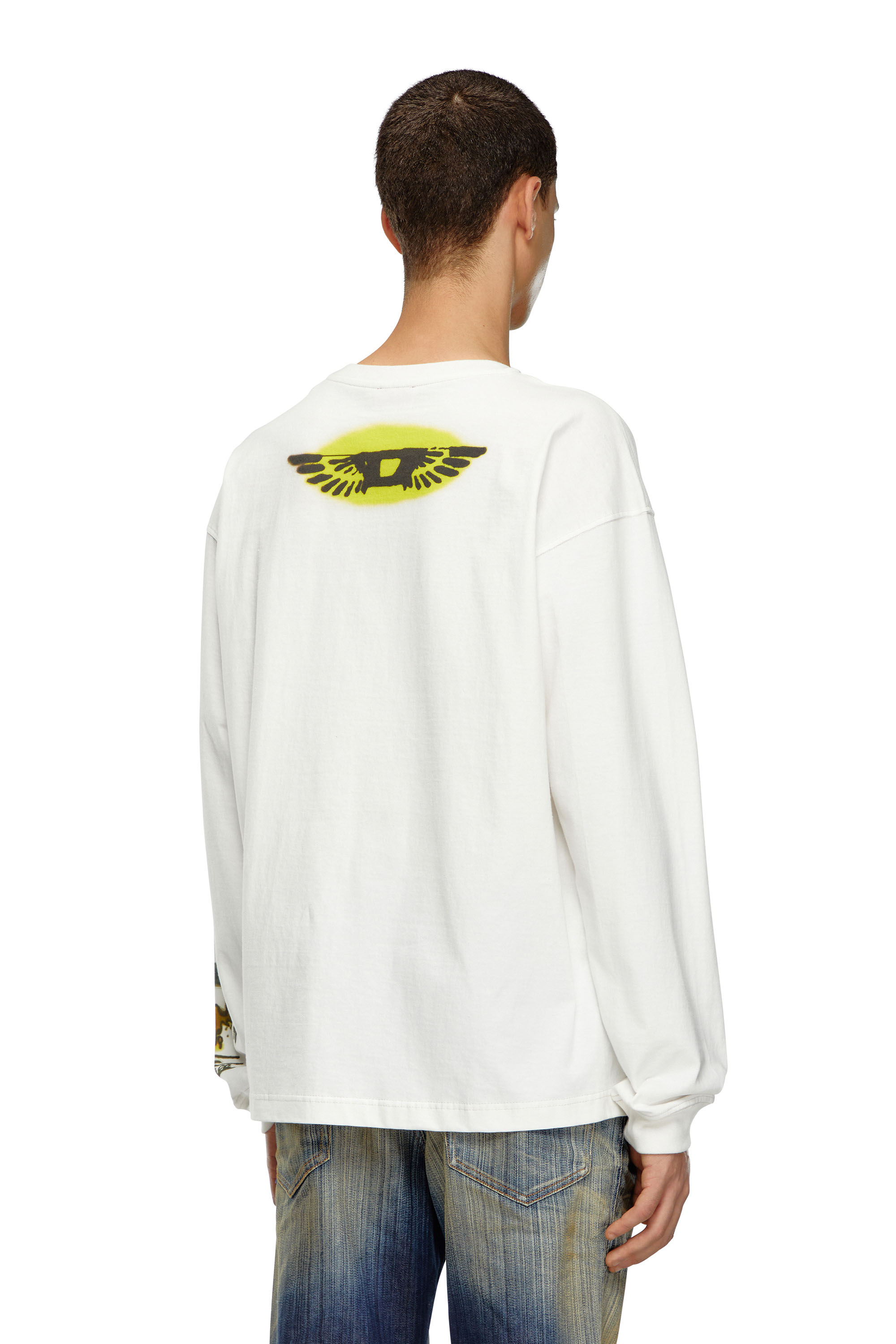 Diesel - T-BOXT-LS-Q9, Man's Long-sleeve T-shirt with blurry prints in White - 2