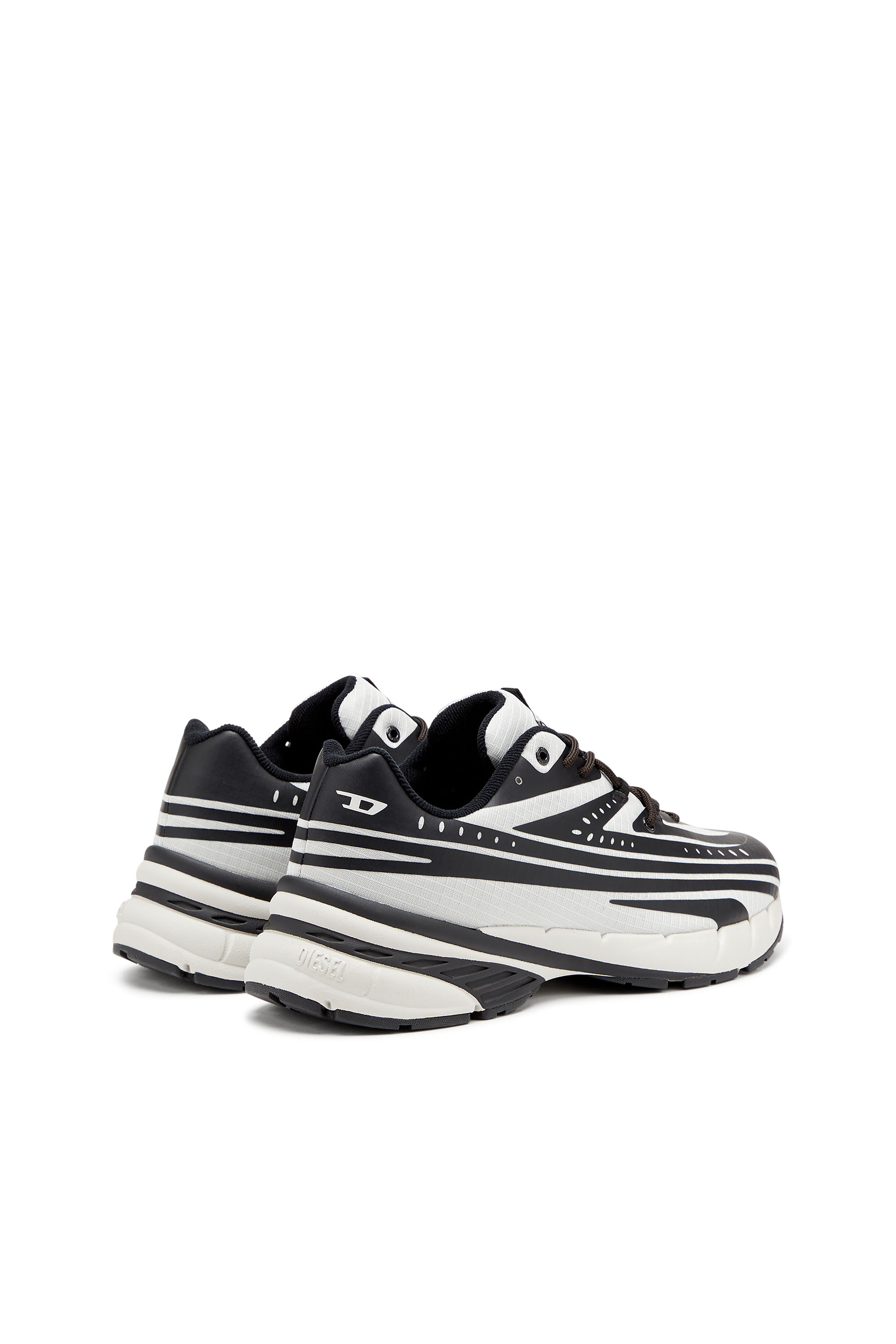 Diesel - D-AIRSPEED LOW, Man's D-Airspeed Low-Striped sneakers in coated ripstop in Black/Grey - 3