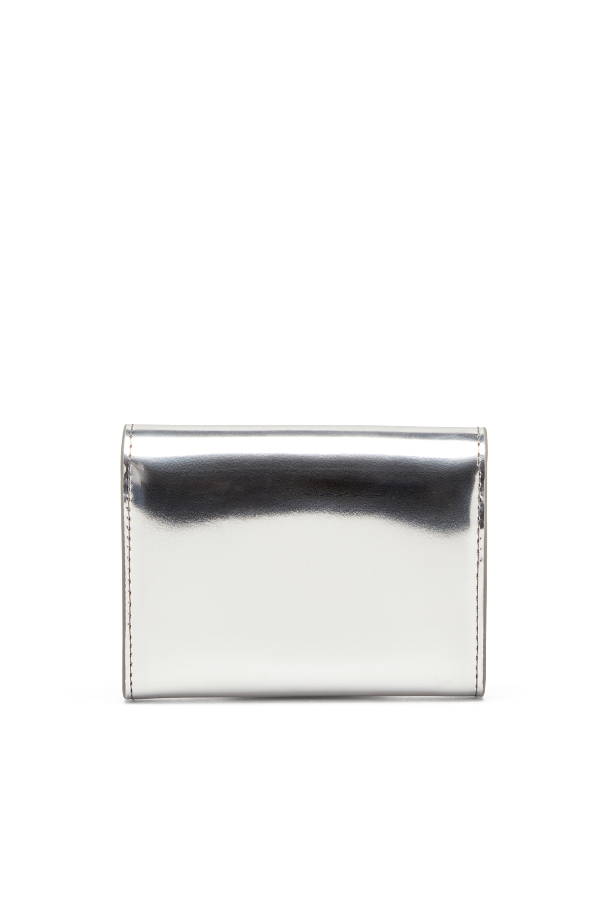 Diesel - 1DR CARD HOLDER BI-FOLD ZIP III, Woman's Bi-fold card holder in mirrored leather in Silver - 3