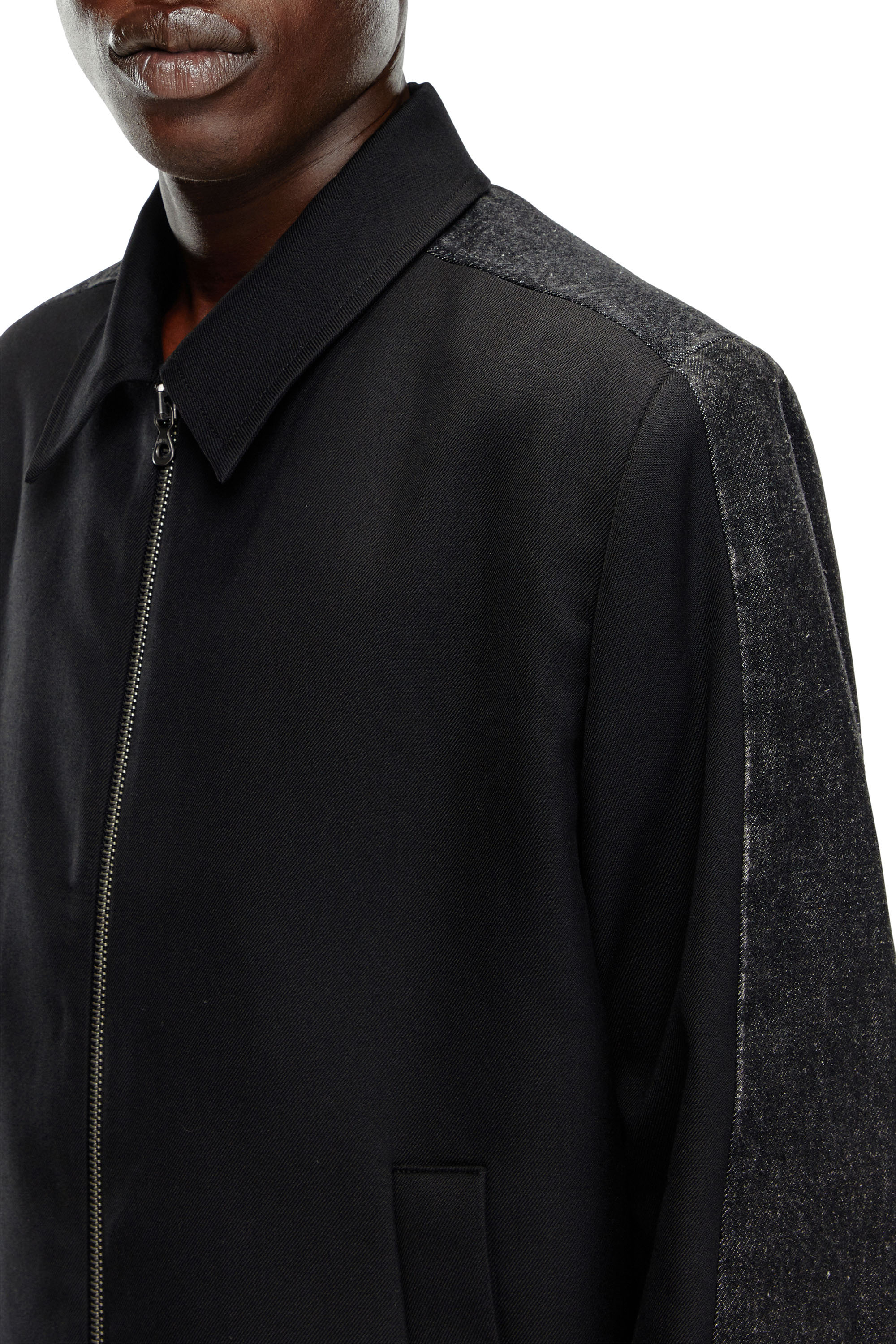 Diesel - J-RHEIN, Man's Blouson jacket in wool blend and denim in Black - 5