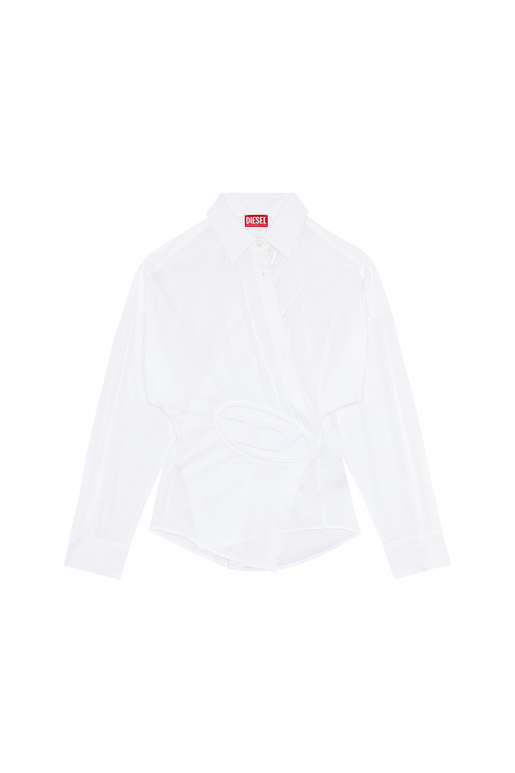 Diesel - C-SIZ-N1, Woman's Wrap shirt with embossed logo in White - 4