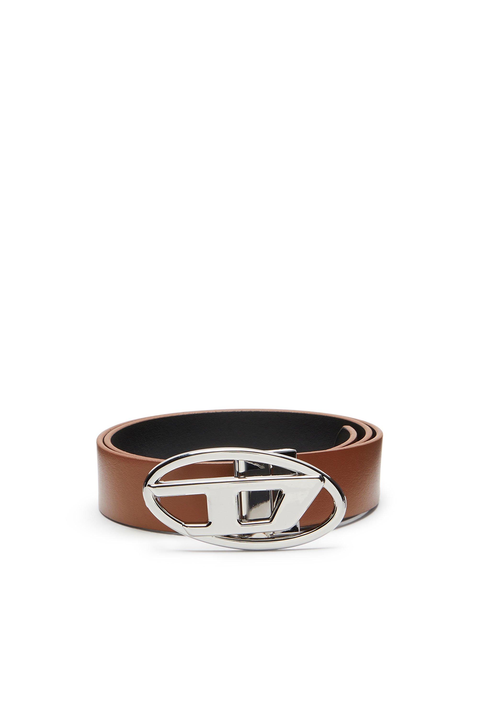 Diesel - B-1DR W REV II 30, Woman's Reversible leather belt with Oval D buckle in Brown - 1