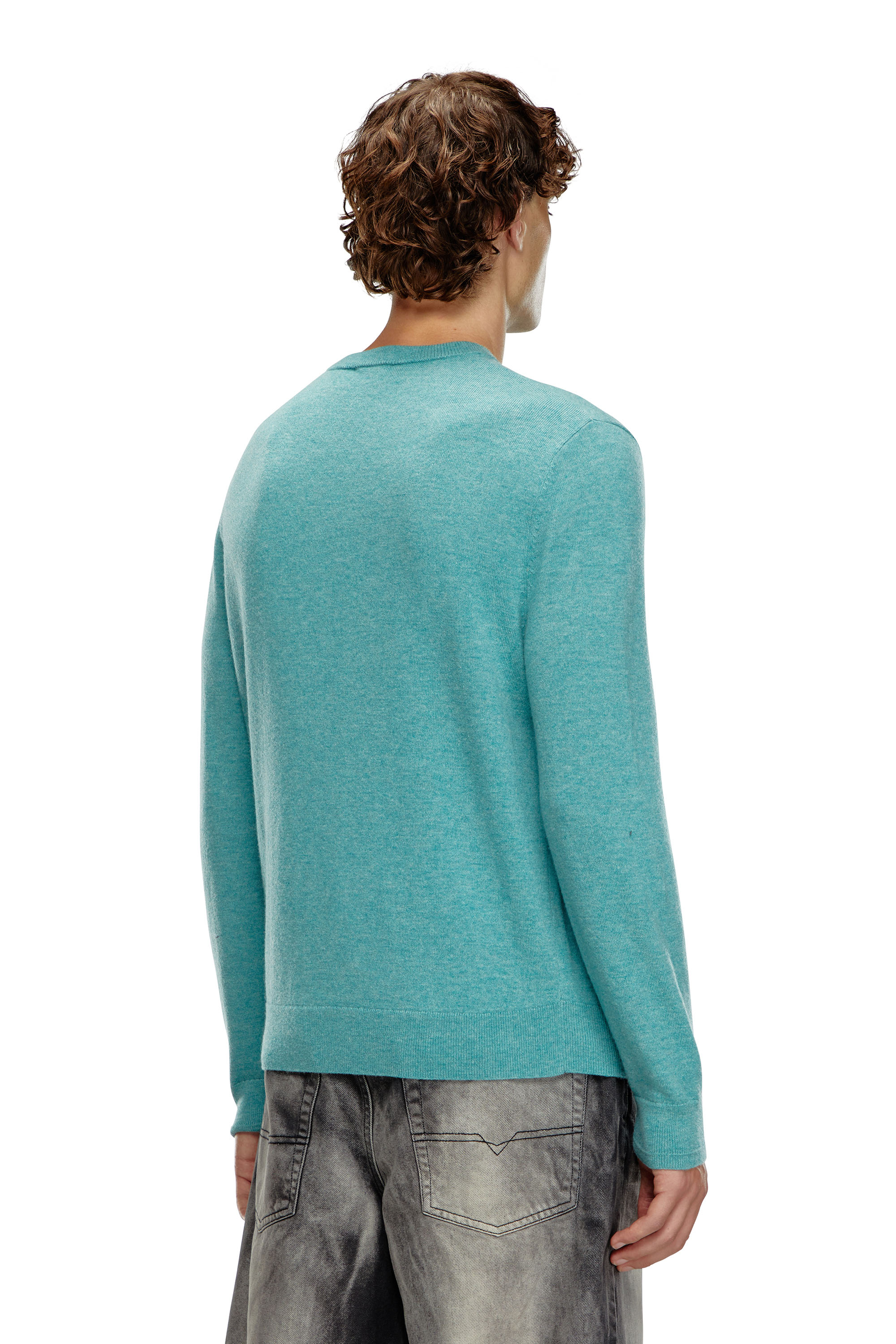 Diesel - K-VIERI, Man's Wool and cashmere jumper in Azure - 2