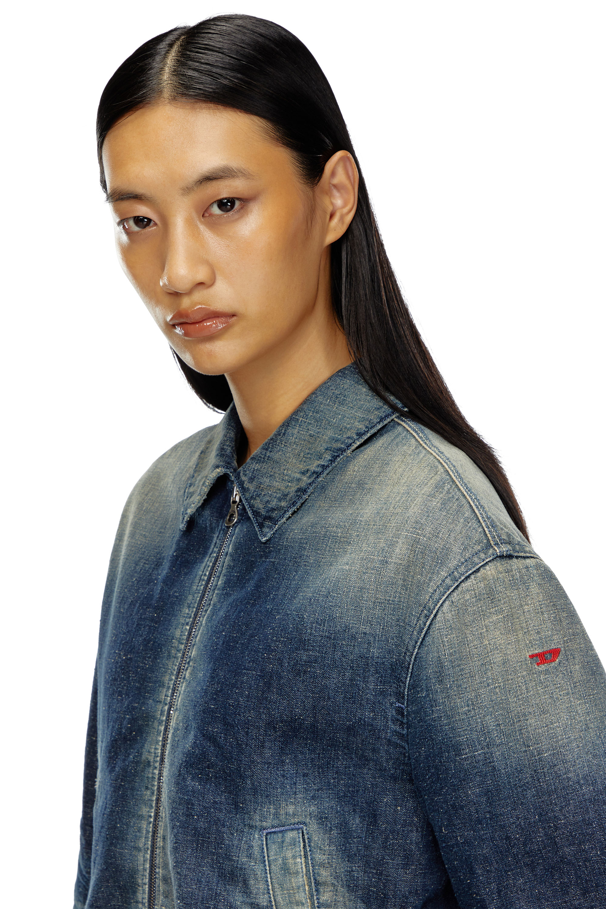 Diesel - DE-NOVA, Chaqueta acolchada en denim de estilo utility Mujer in Azul marino - 4