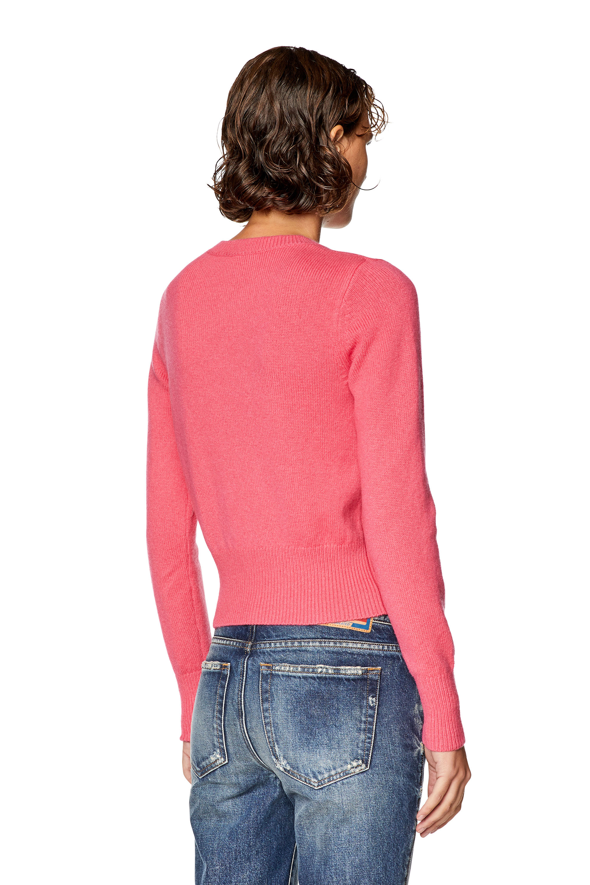 Diesel - M-AREESA, Woman's Jumper with embroidered cut-out logo in Pink - 3