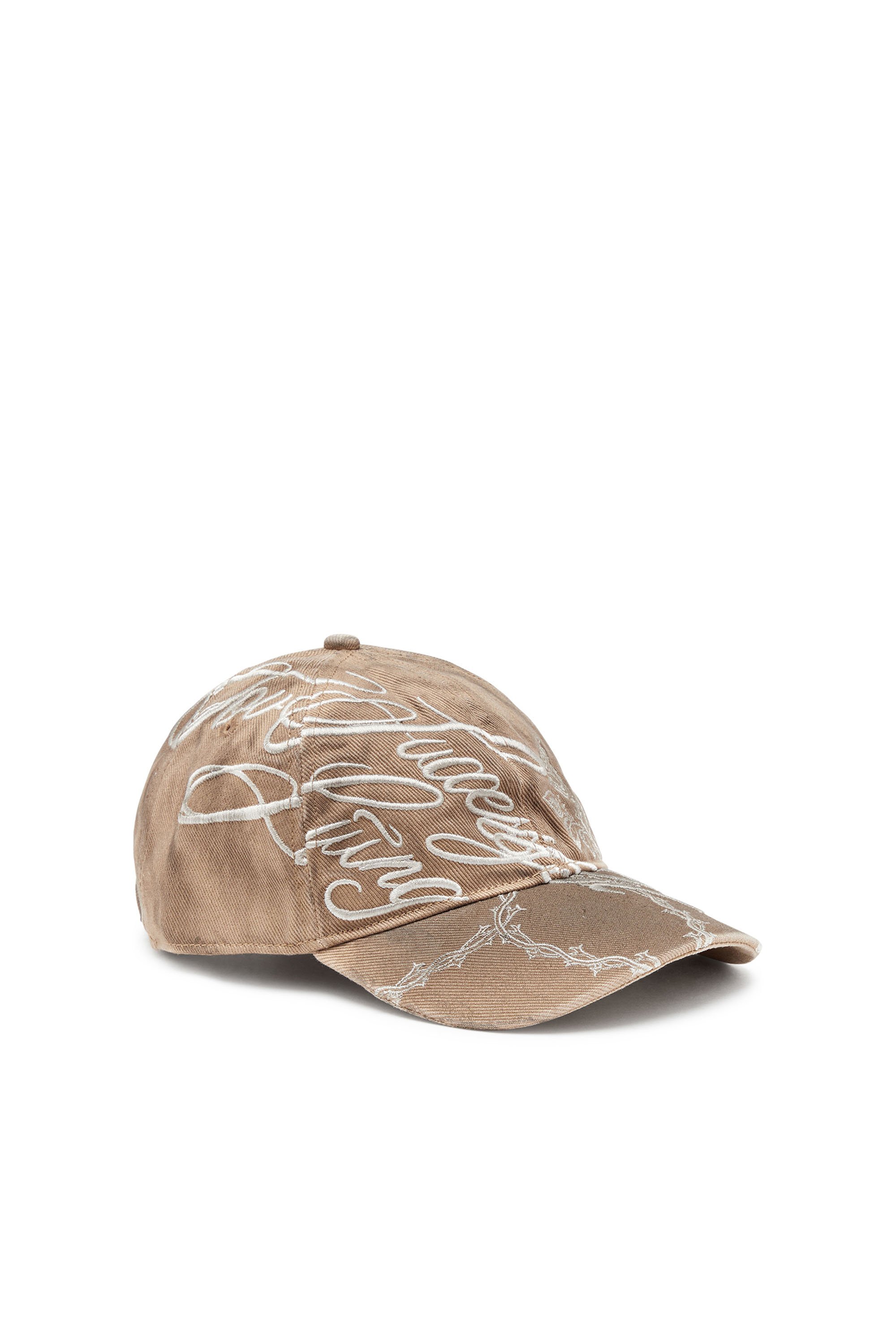 Diesel - C-THYNE, Man's Distressed embroidered baseball cap in Light Brown - 2