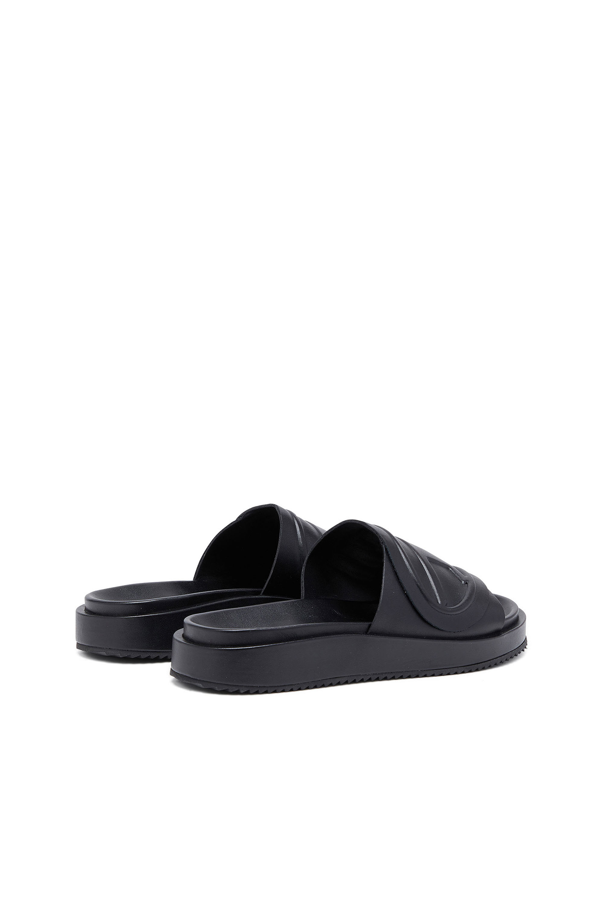 Diesel - SA-SLIDE D OVAL, Unisex's Sa-Slide D-PU slides with embossed Oval D in Black - 3