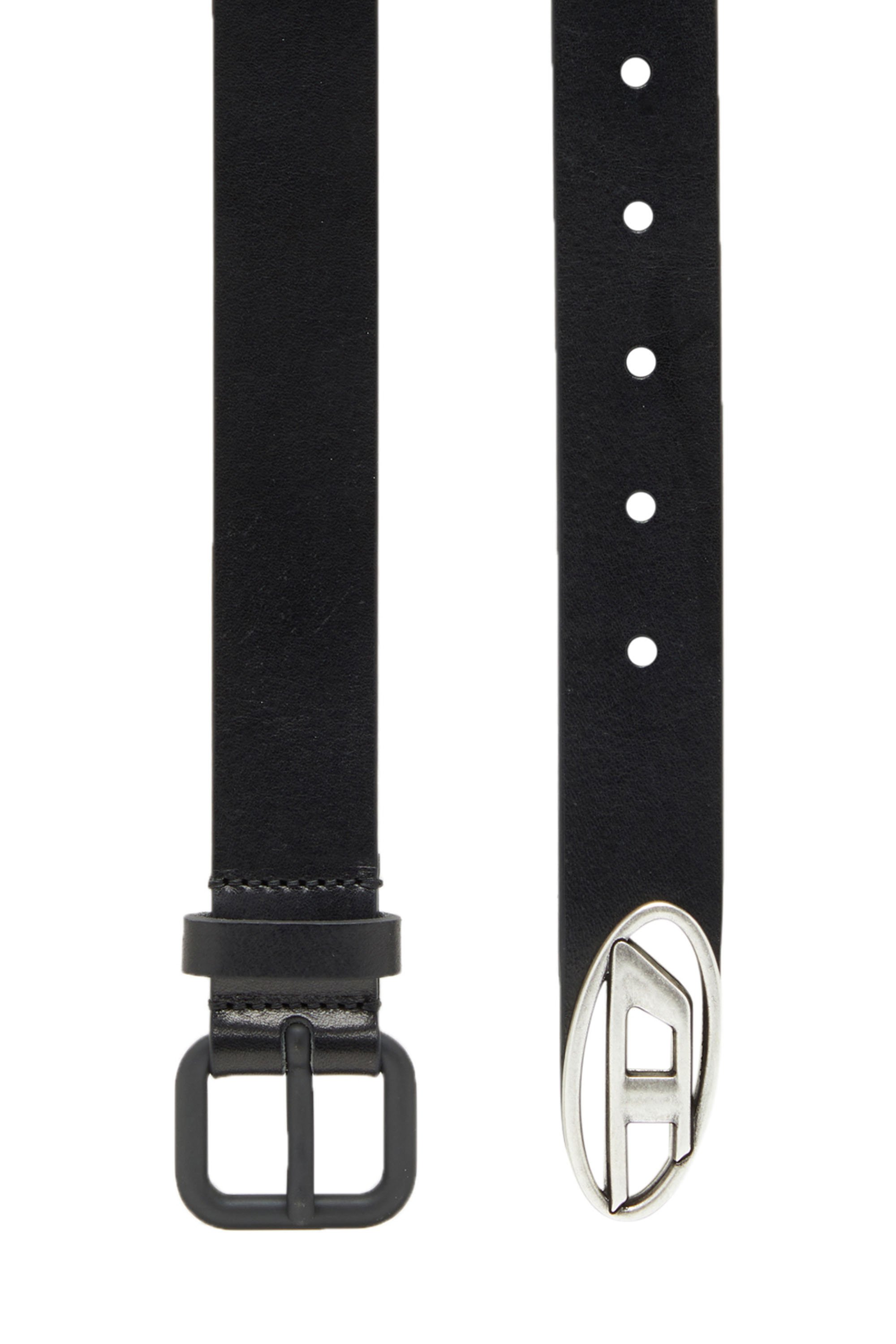 Diesel - B-INLAY, Unisex's Leather belt with oval D logo in Black - 1