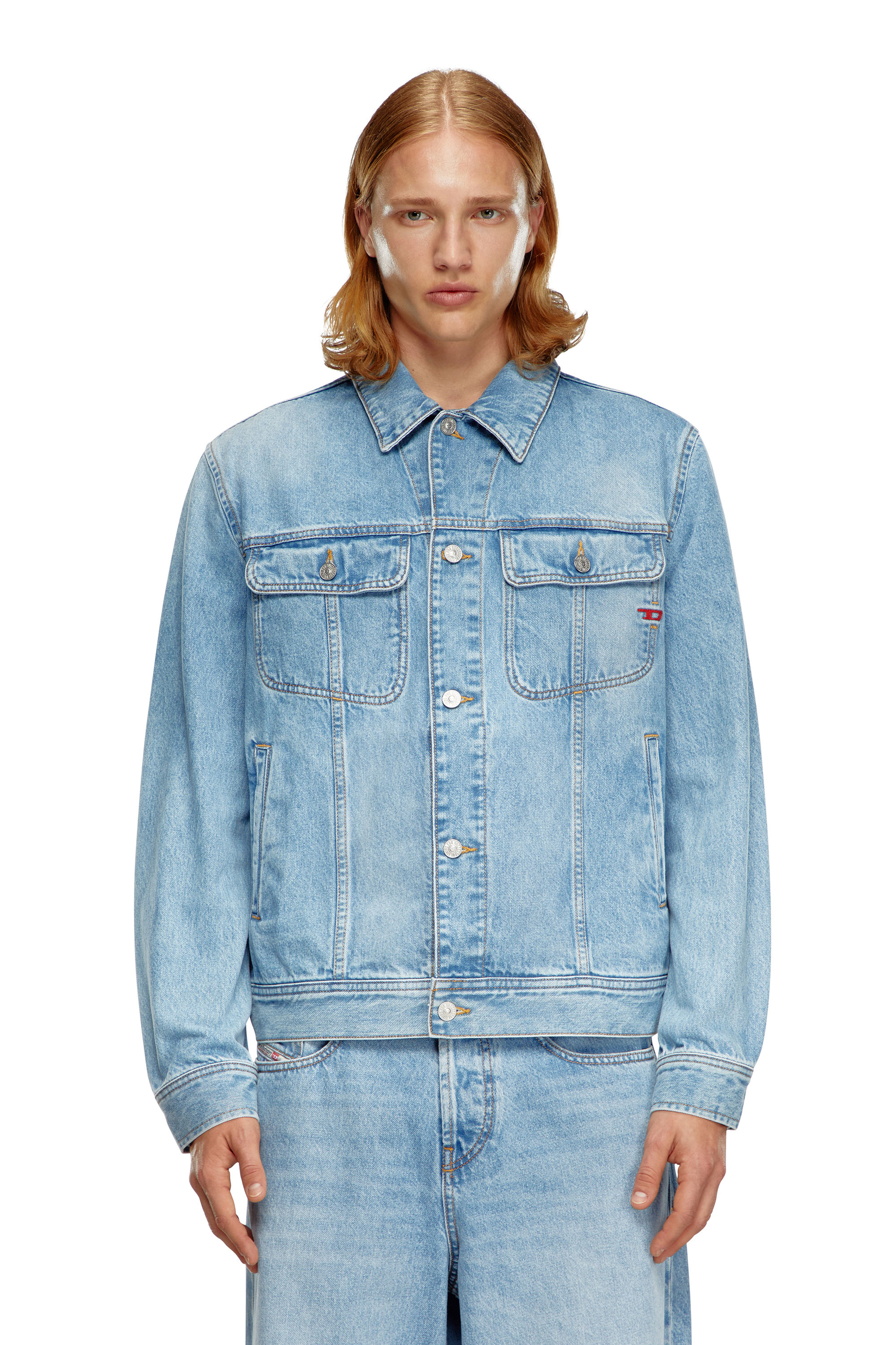 Diesel - D-BARCY, Man's Regular-fit trucker jacket in Light Blue - 5