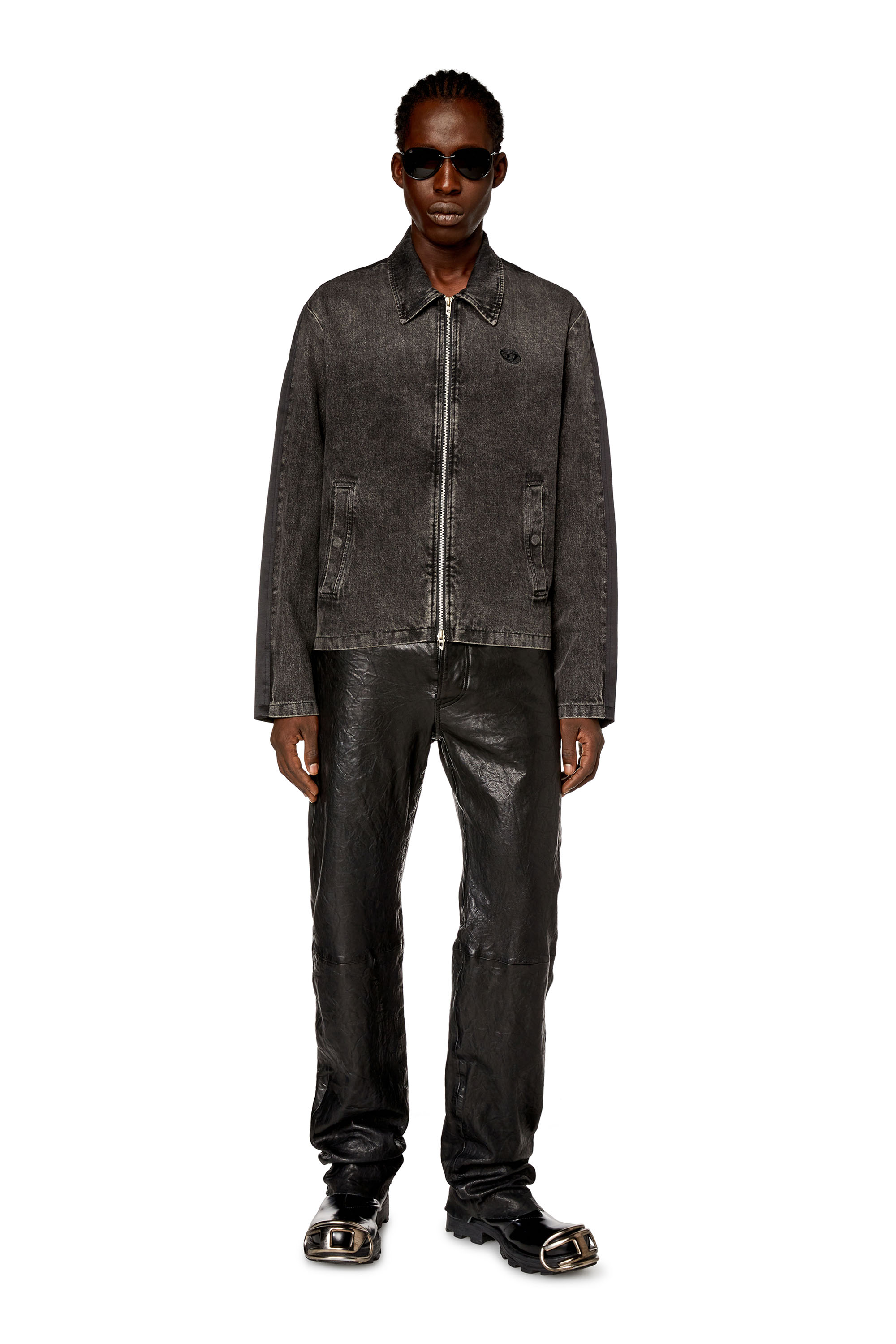 Diesel - J-HARRIS, Man's Hybrid jacket in denim and twill in Black - 2