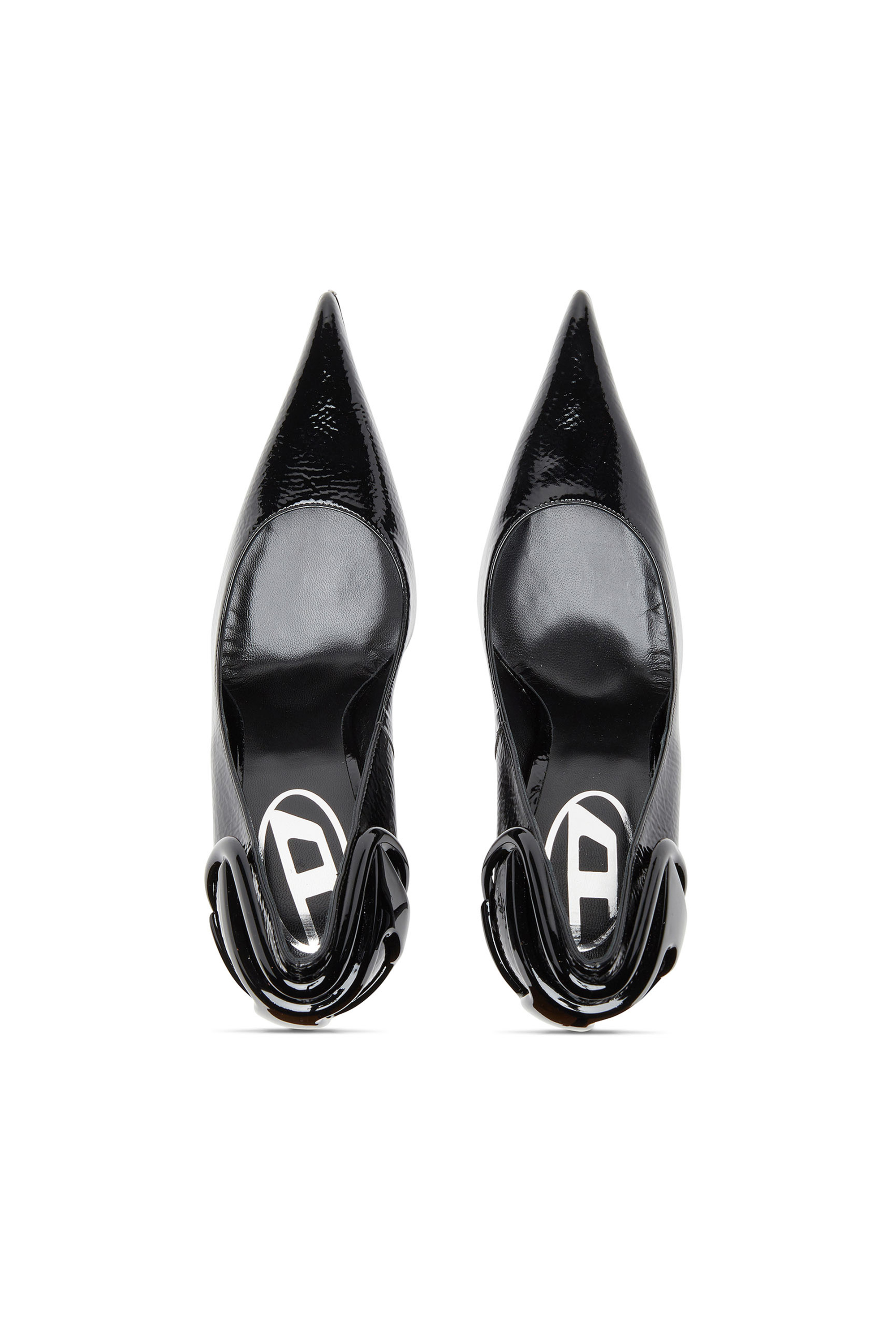 Diesel - D-TEN&HALF P, Woman's D-Ten&Half-Glossy pumps with curved heel in Black - 6