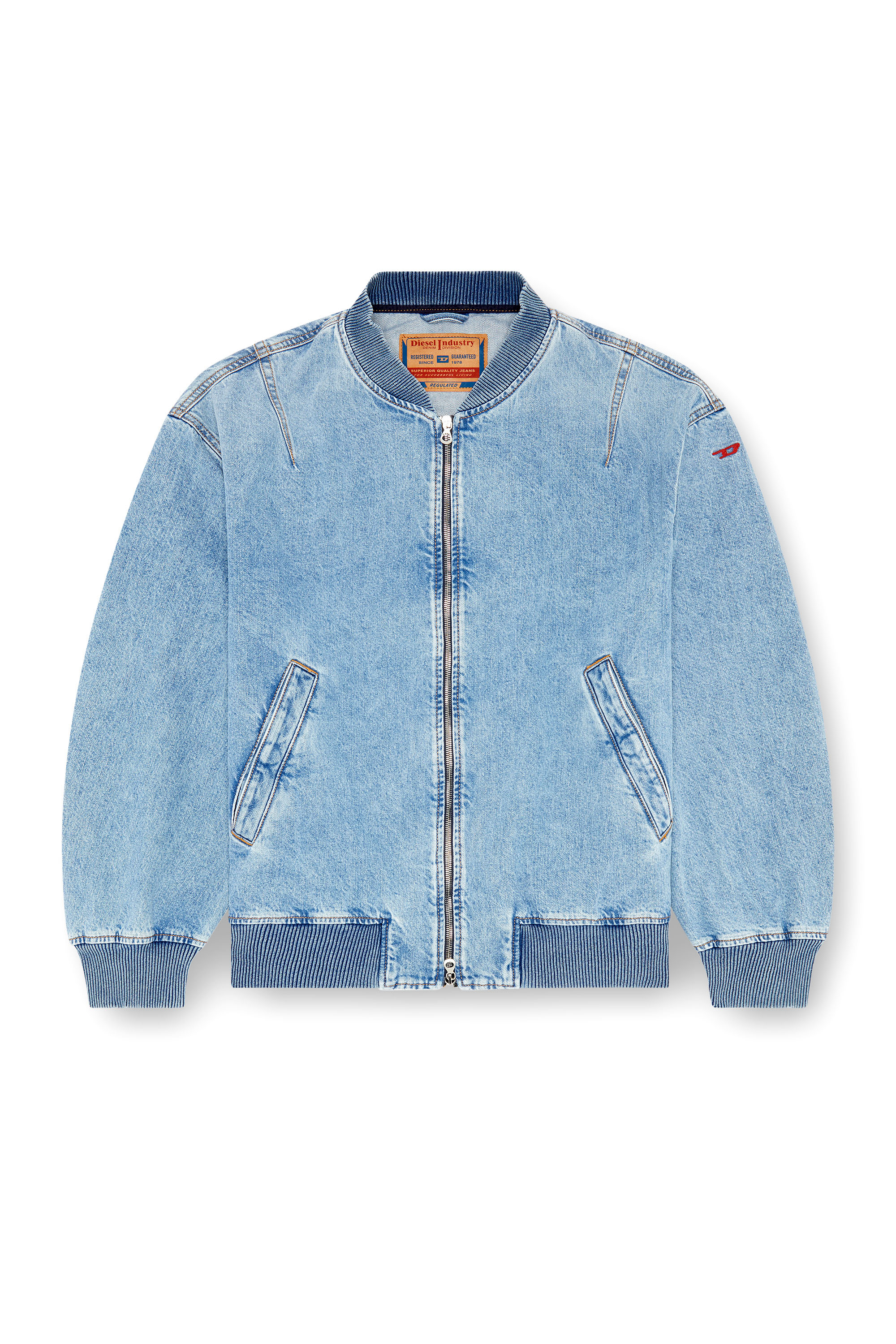 Diesel - D-VINZ, Chaqueta bomber en denim Hombre in Azul marino - 6