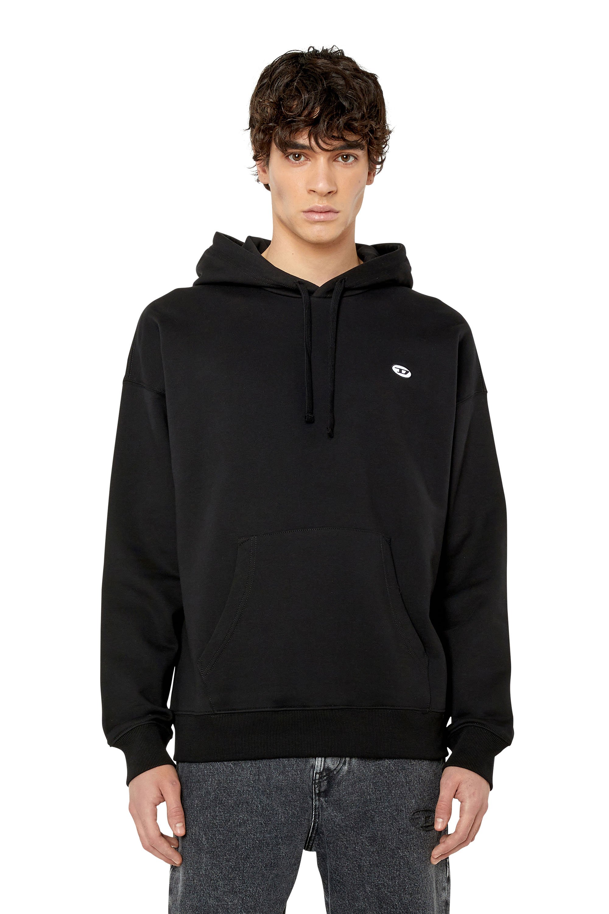 Diesel - S-ROB-HOOD-DOVAL-PJ, Sudadera con capucha con parche oval D Hombre in Negro - 1