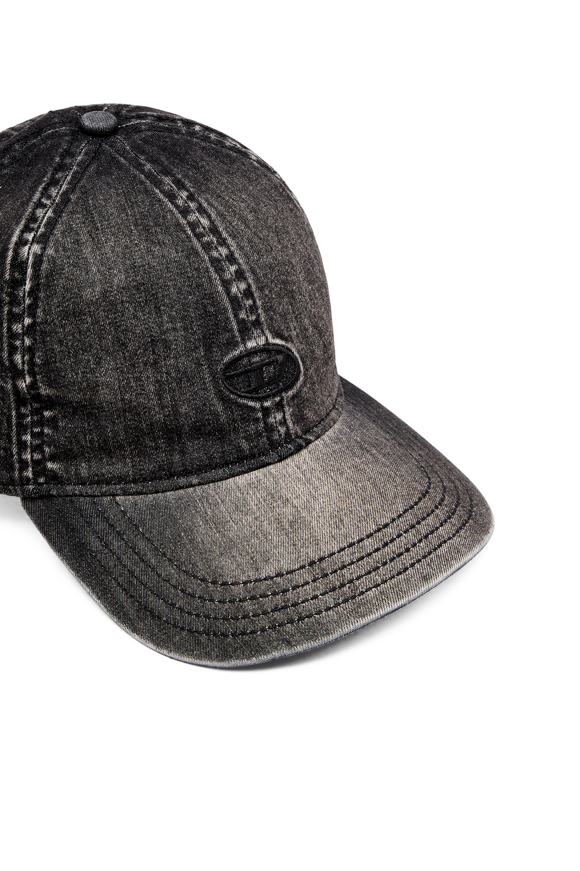 Diesel - C-GABLE-BLACK, Man's Light black stretch denim cap in Black - 4