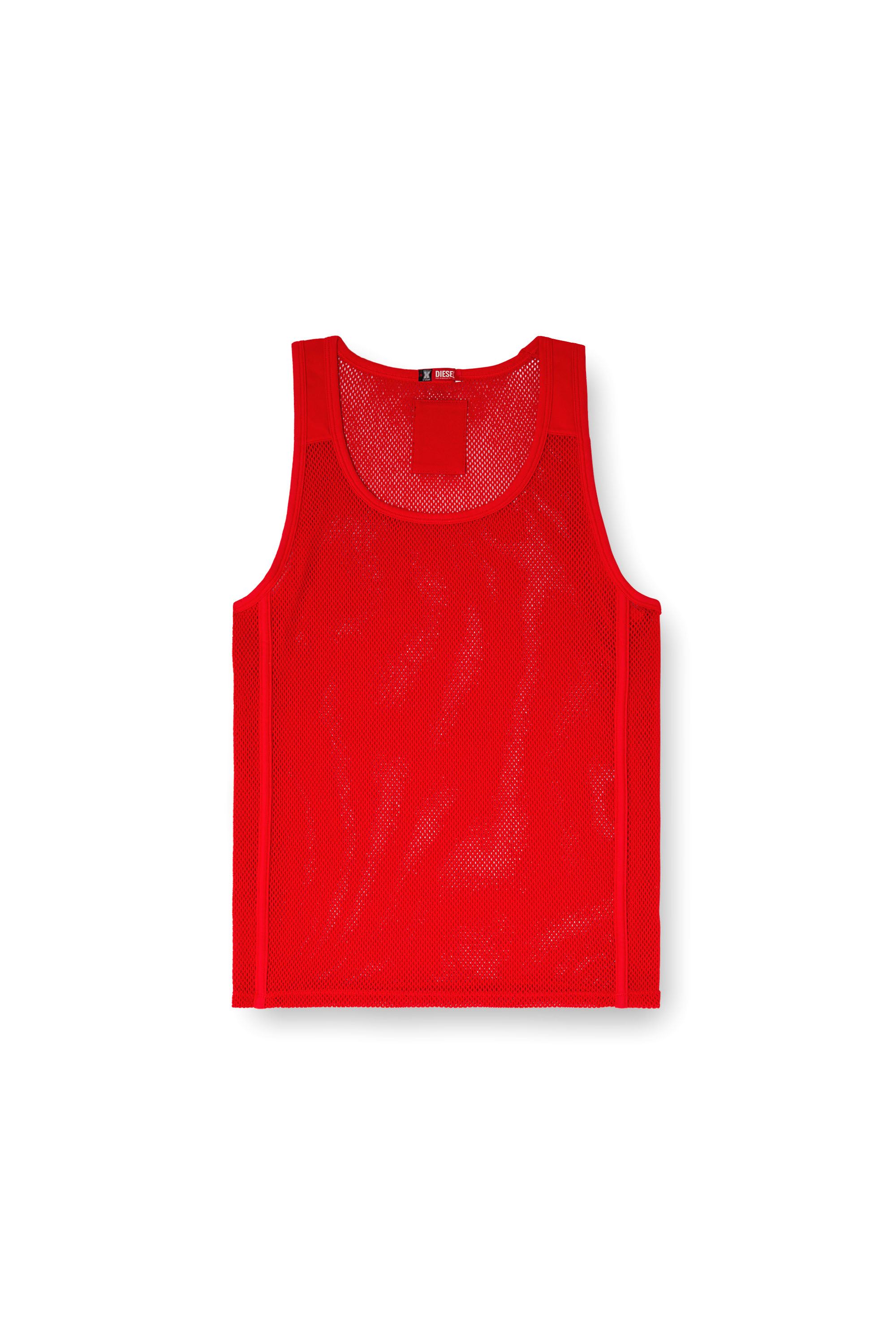 Diesel - STRING-AND-LACE-SLEEP-TANK, Camiseta sin mangas de malla con paneles de tejido Hombre in Rojo - 5