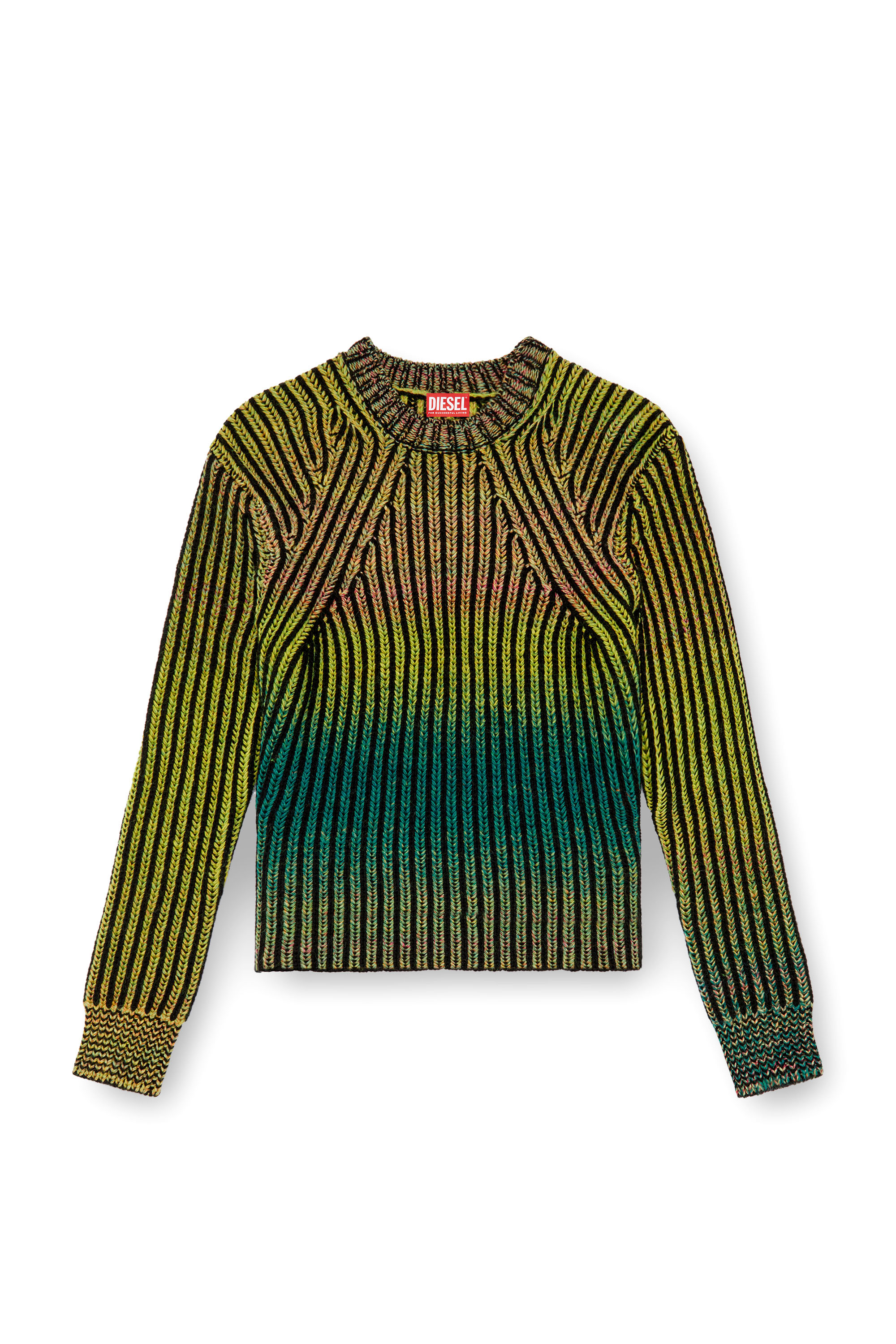 Diesel - K-OAKLAND-A, Man's Striped ribbed jumper in wool blend in Green - 5